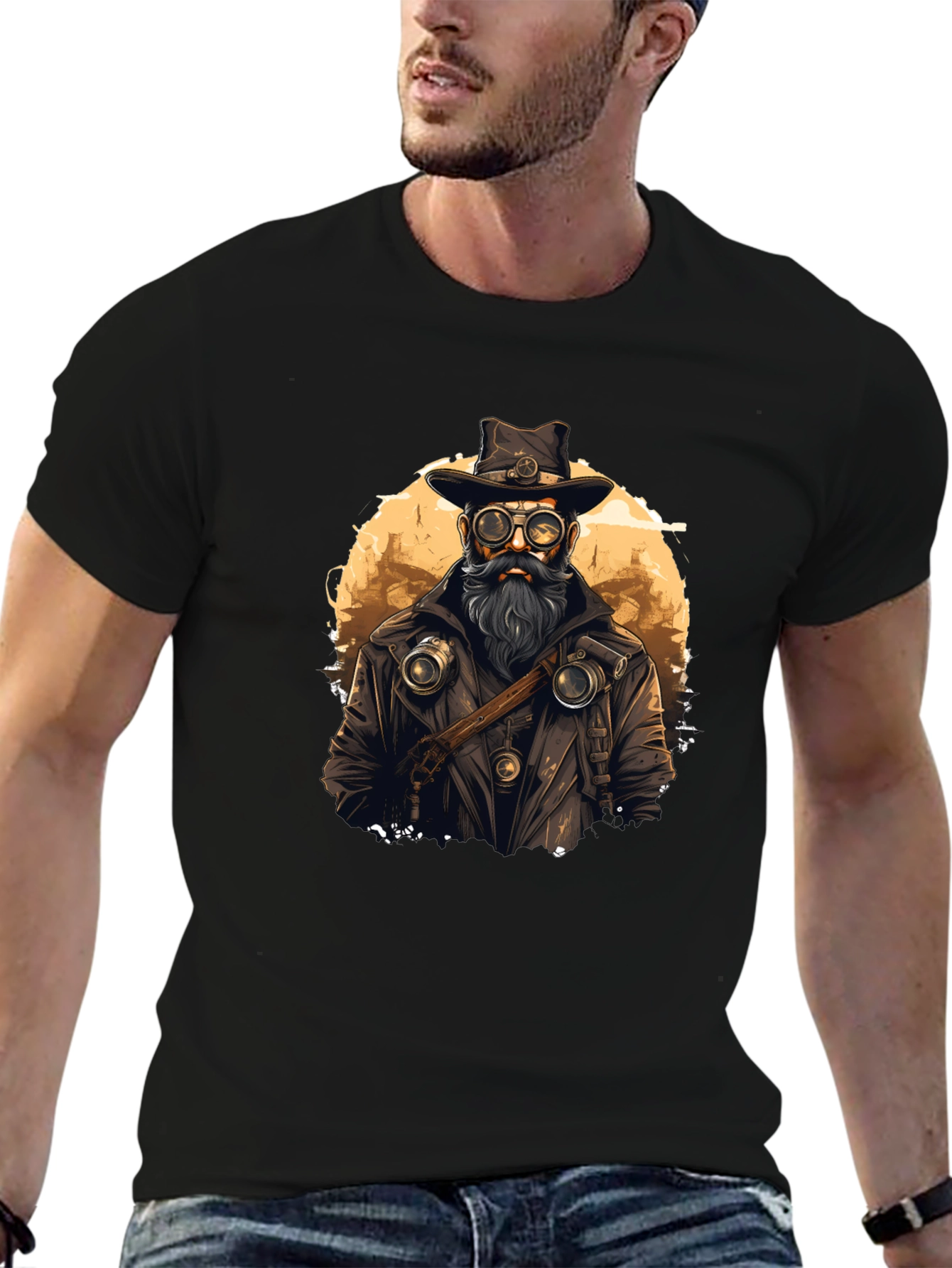 Steampunk Style Graphic Tee - Black