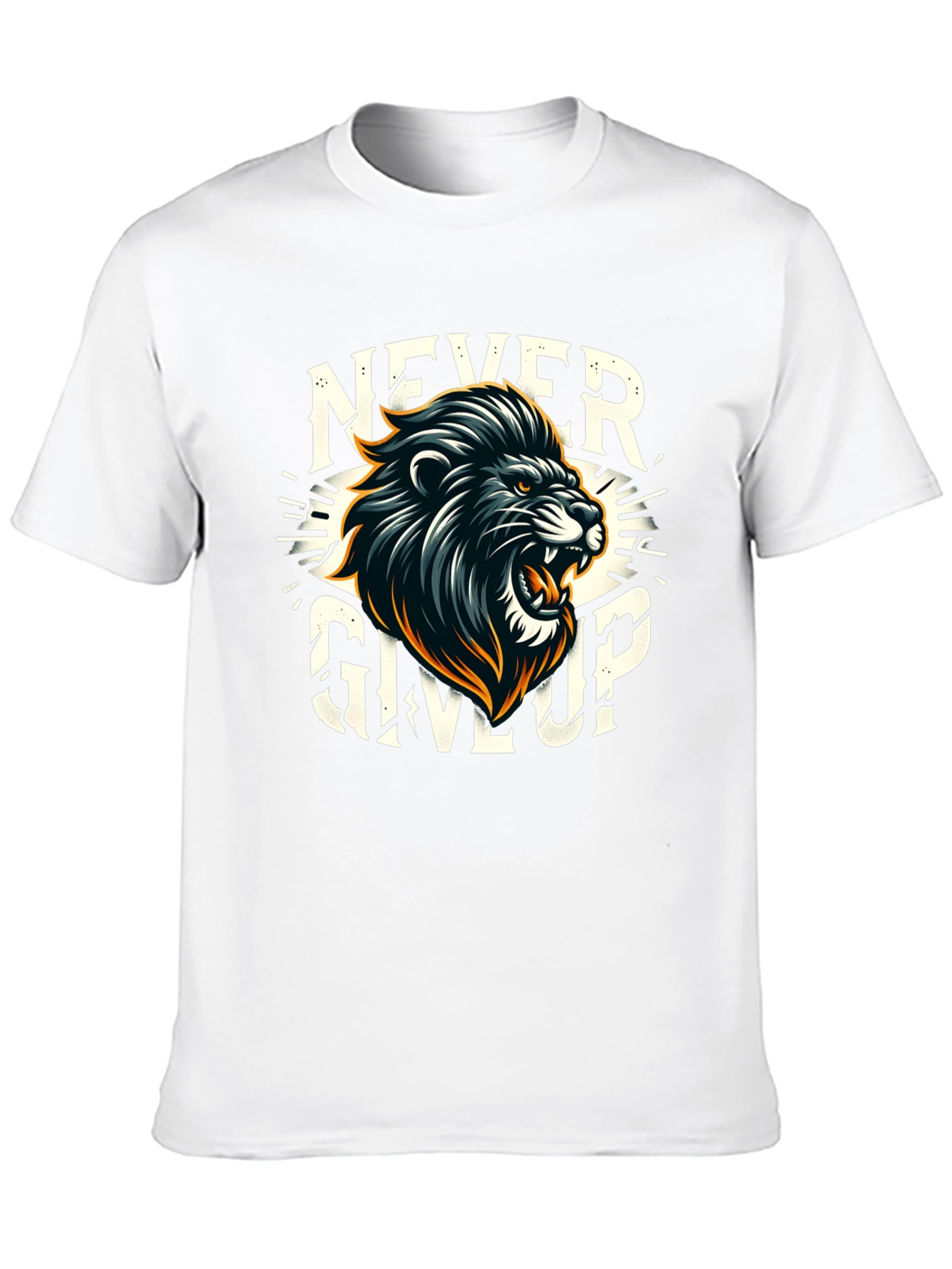 Never Give Up Lion Graphic T-Shirt