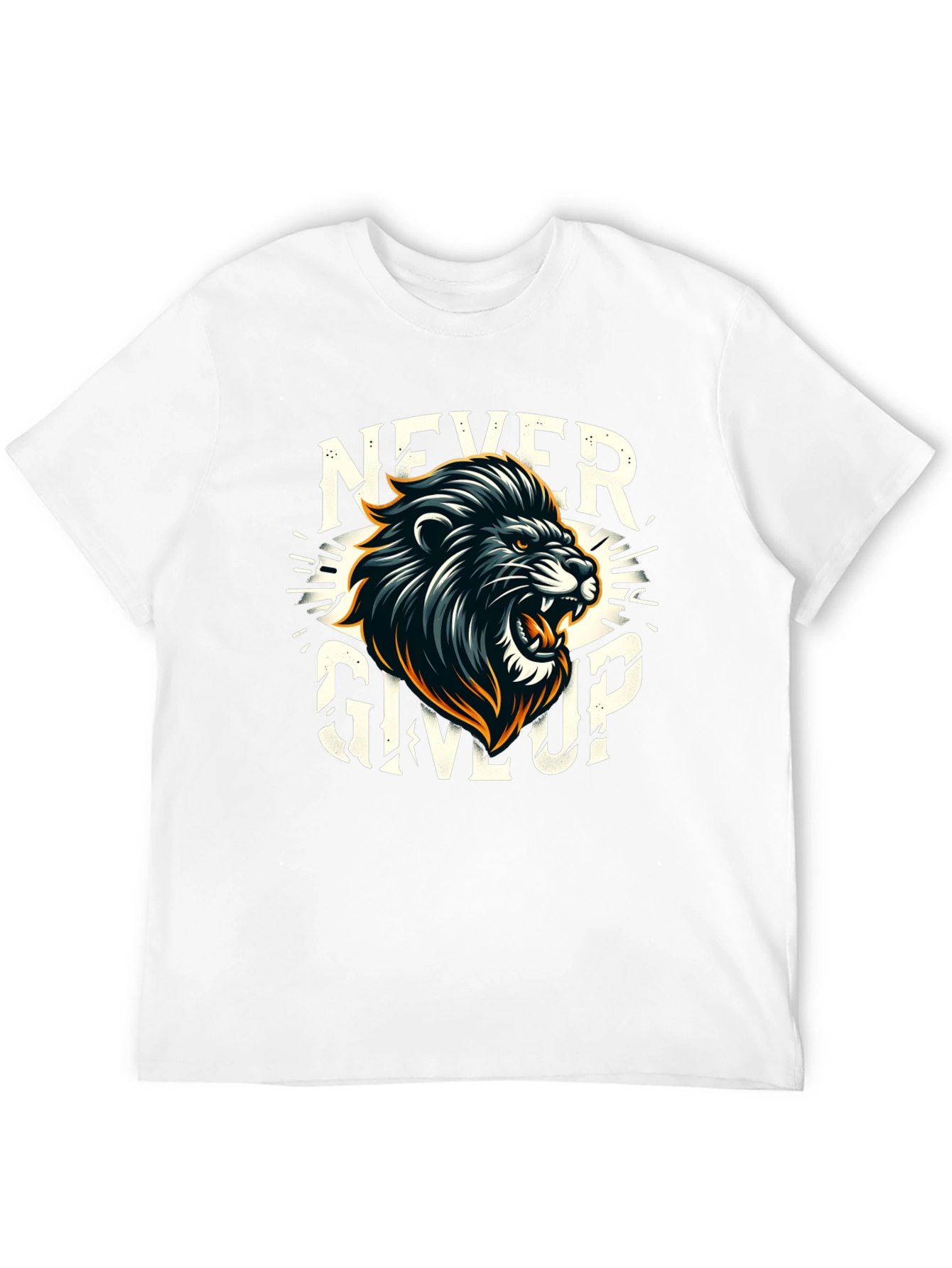 Never Give Up Lion Graphic T-Shirt