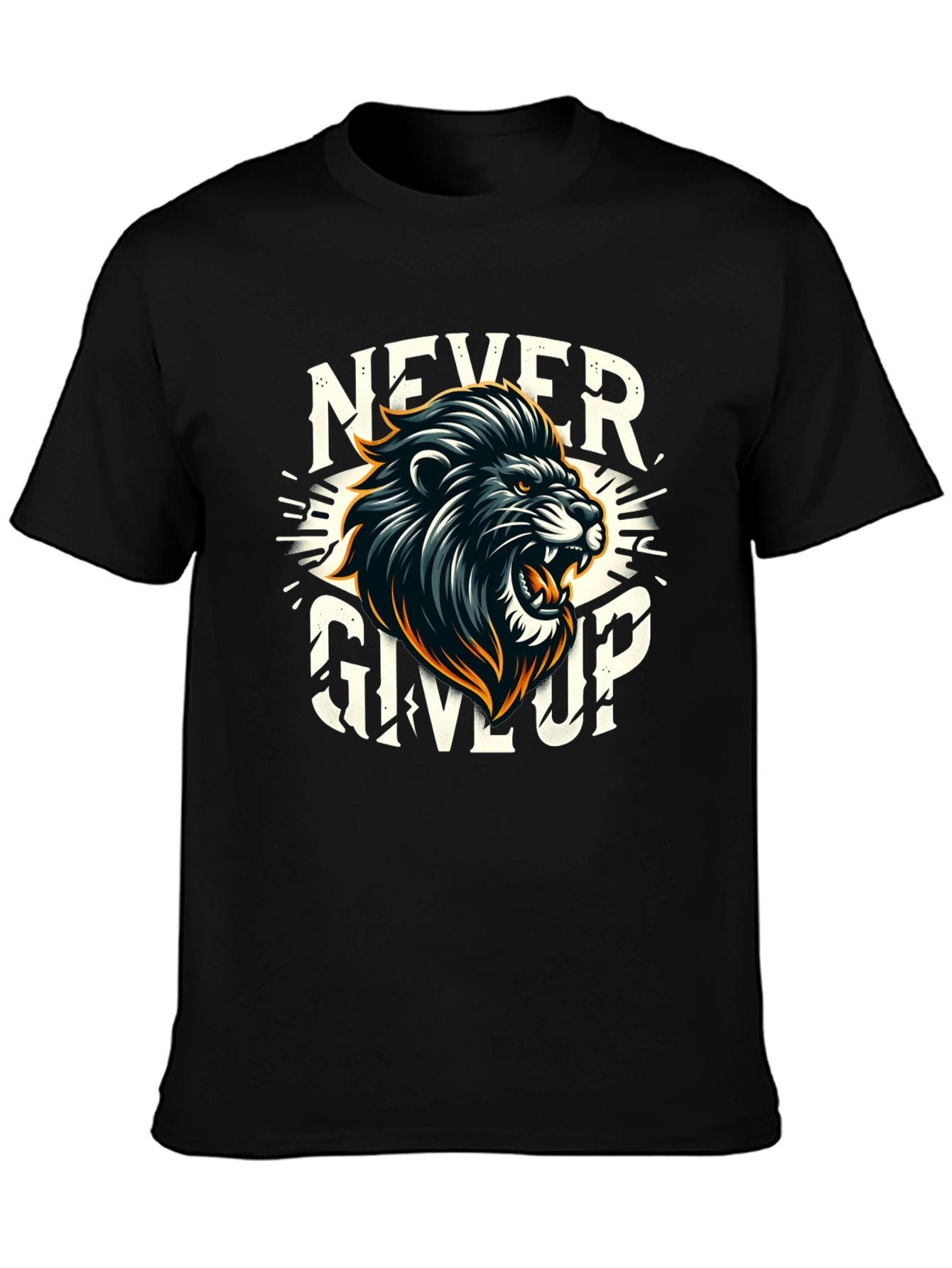 Never Give Up Lion Graphic T-Shirt