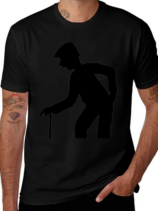Silhouette Old Man Walking Stick T-Shirt