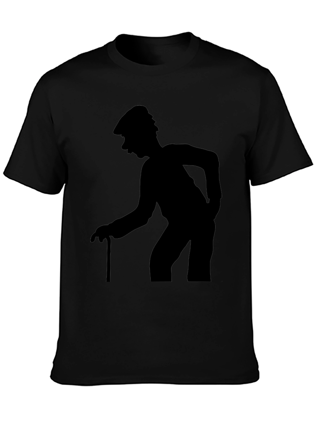 Silhouette Old Man Walking Stick T-Shirt