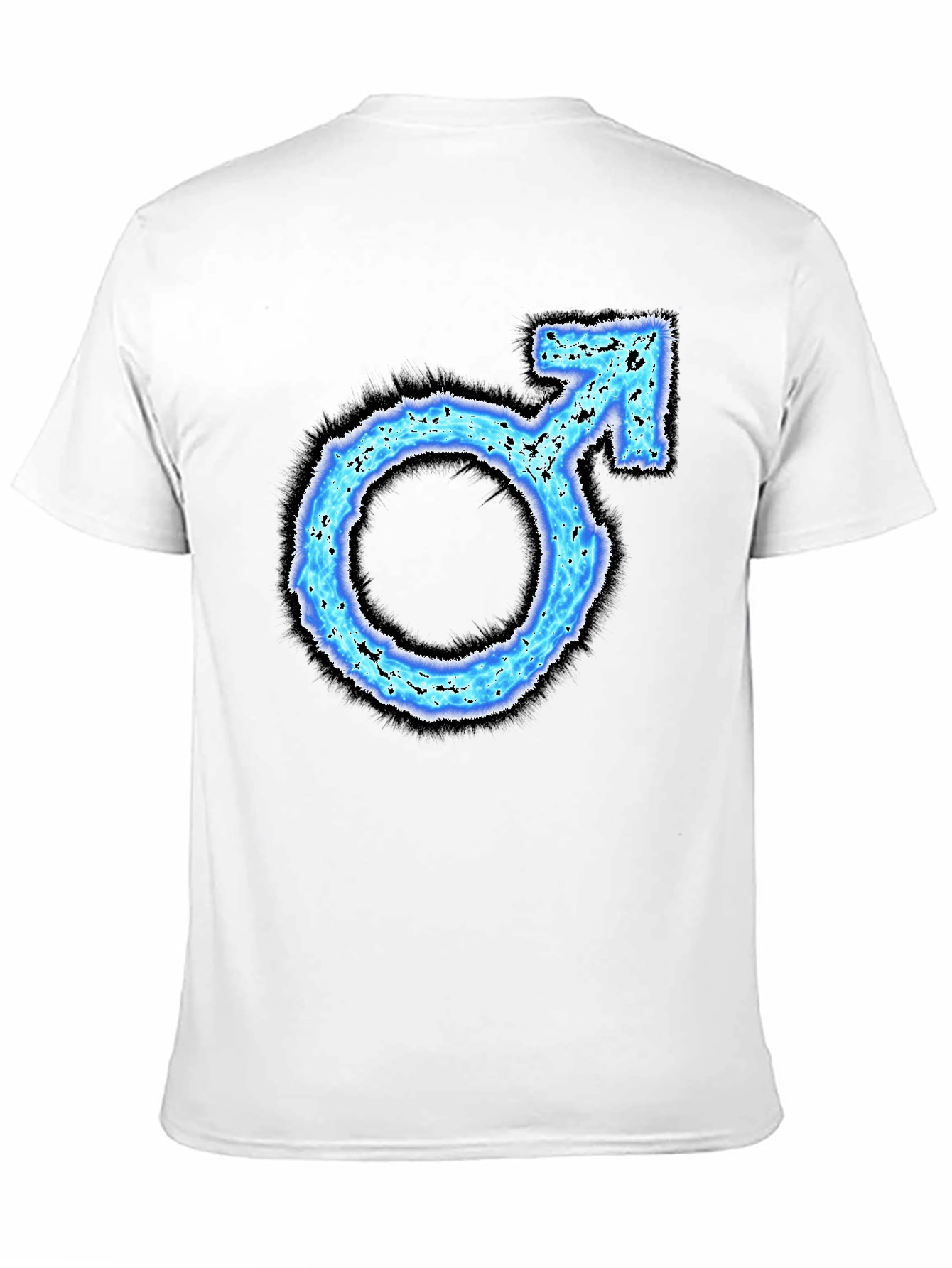 Mens Black T-Shirt with Blue Male Symbol Graphic