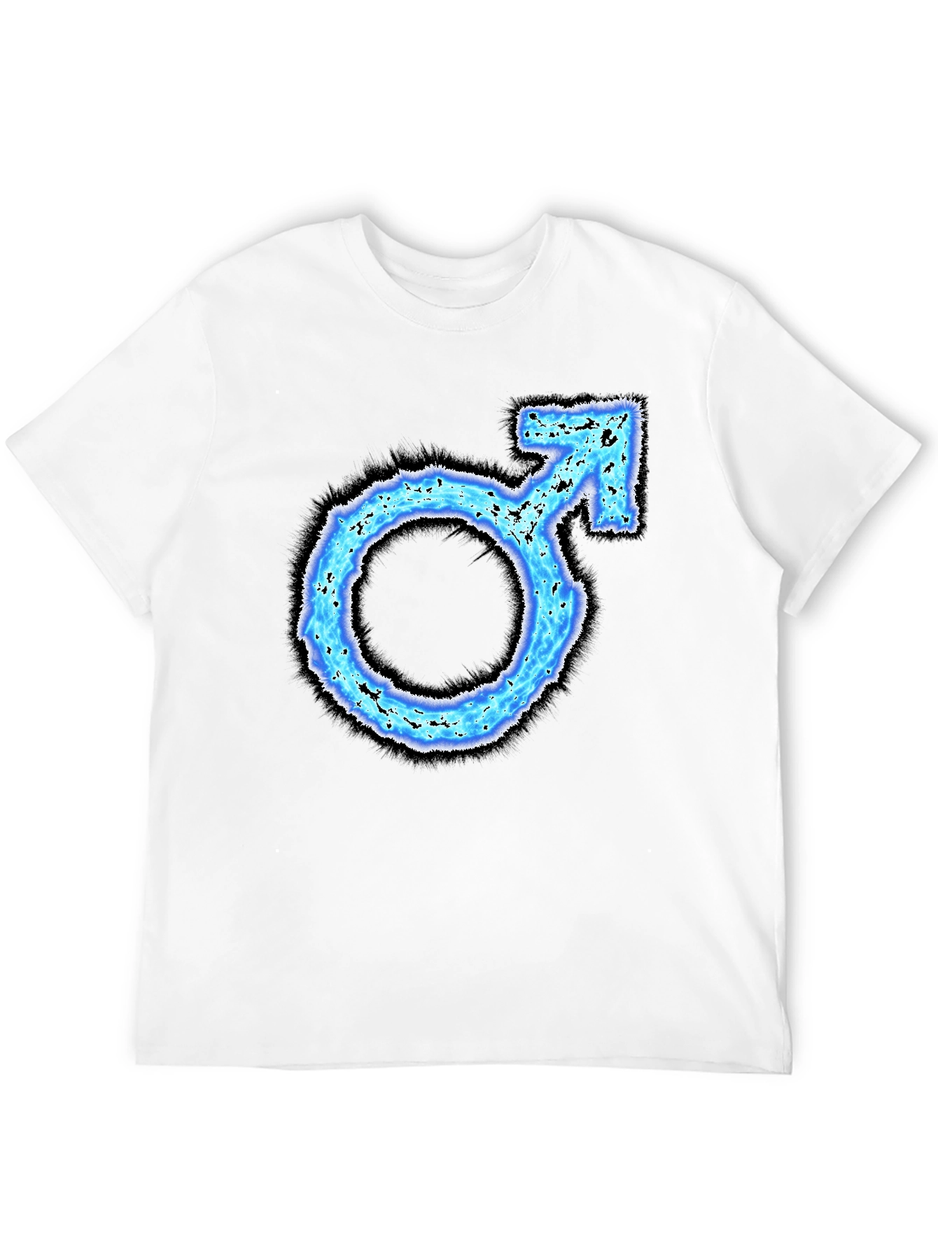 Mens Black T-Shirt with Blue Male Symbol Graphic