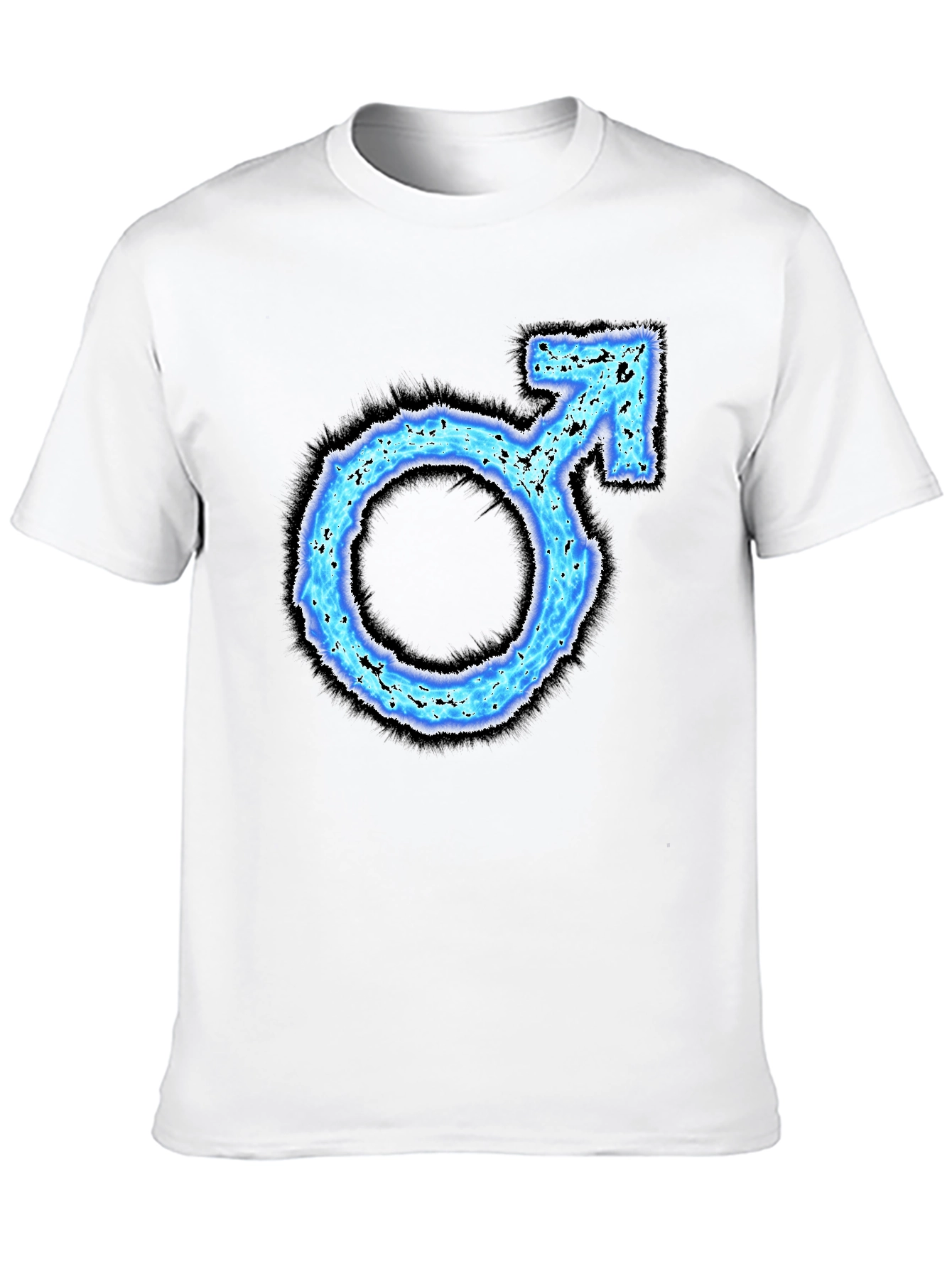 Mens Black T-Shirt with Blue Male Symbol Graphic