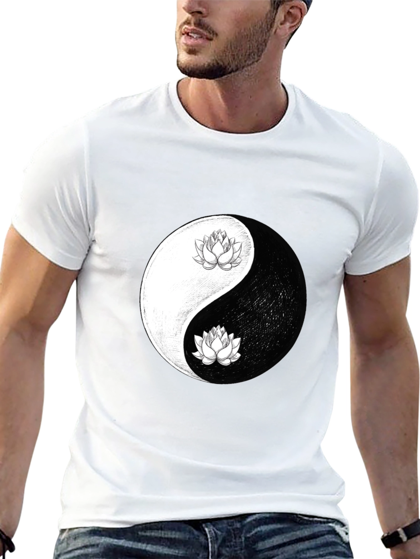 Yin Yang Lotus Graphic Tee - Mens Comfort