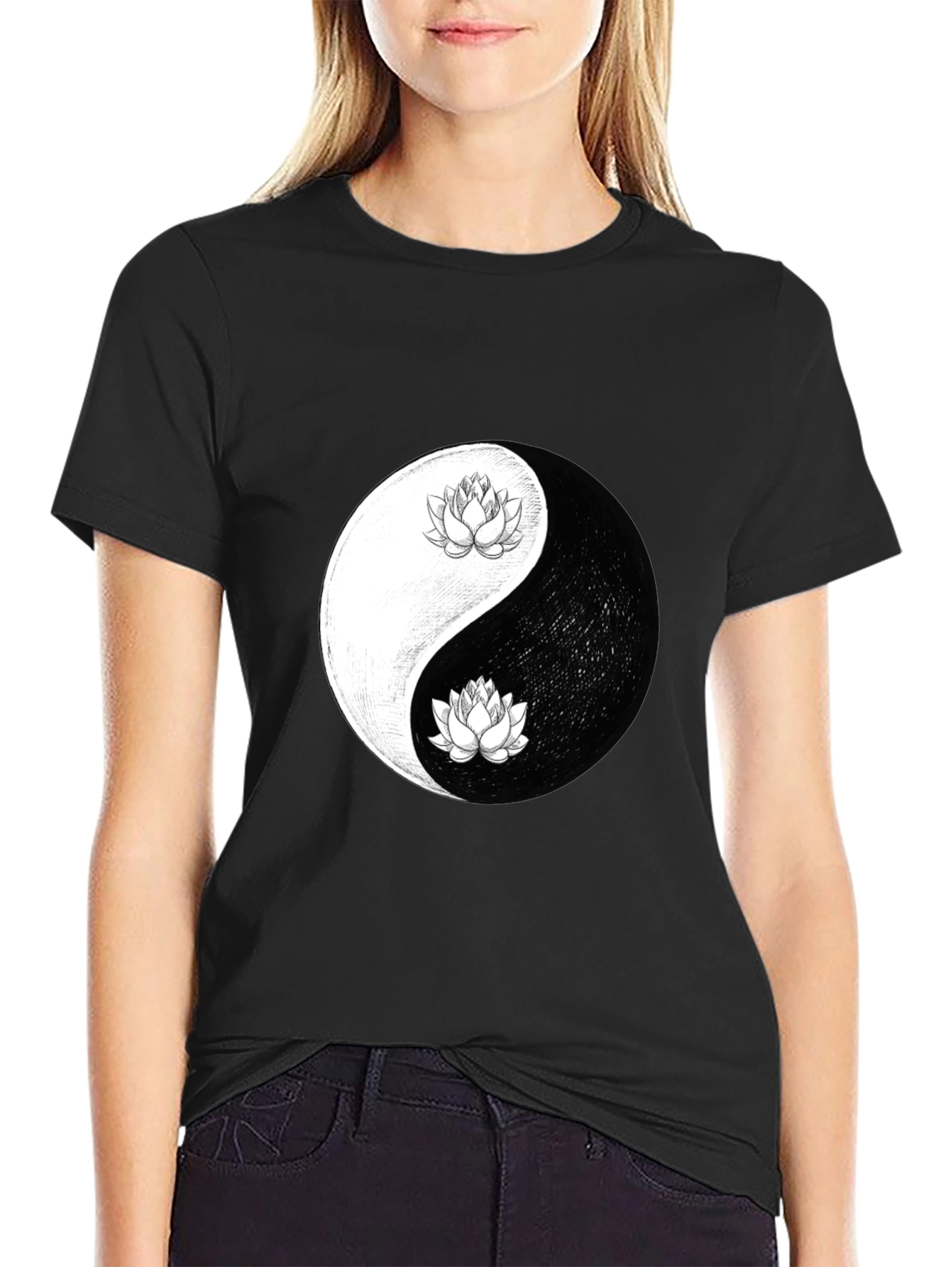 Yin Yang Lotus Graphic Tee - Mens Comfort