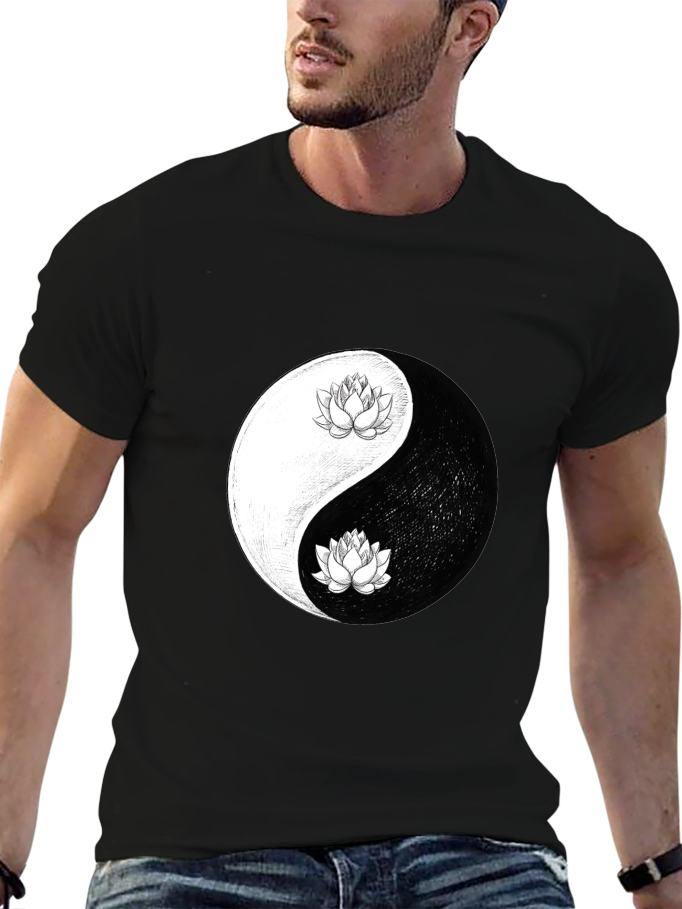 Yin Yang Lotus Graphic Tee - Mens Comfort