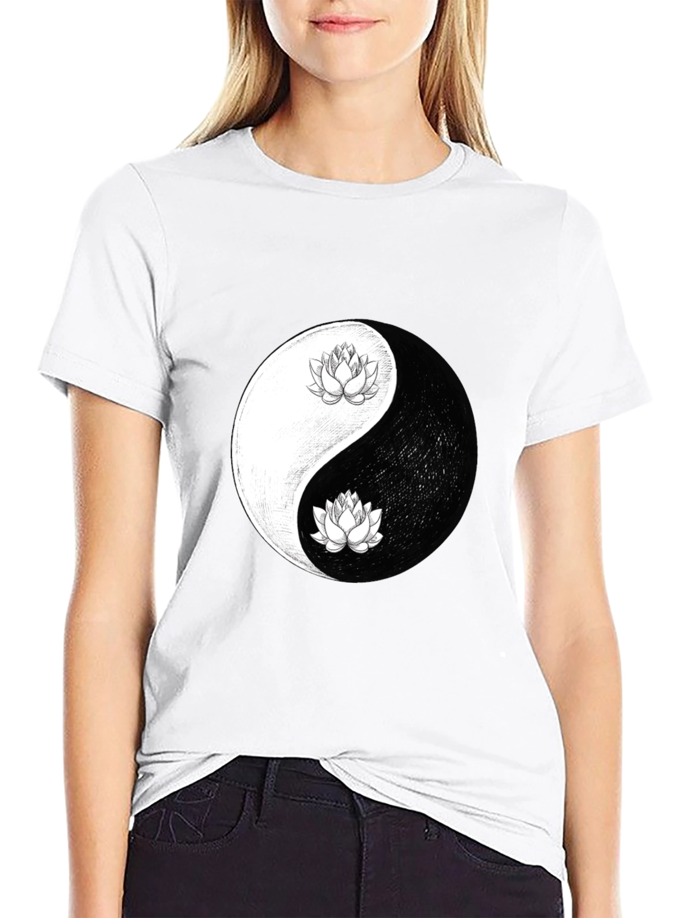 Yin Yang Lotus Graphic Tee - Mens Comfort