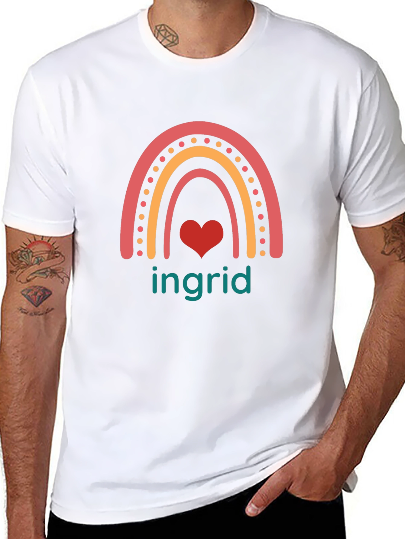 Rainbow Ingrid Heart Tee - Cute Graphic T-Shirt