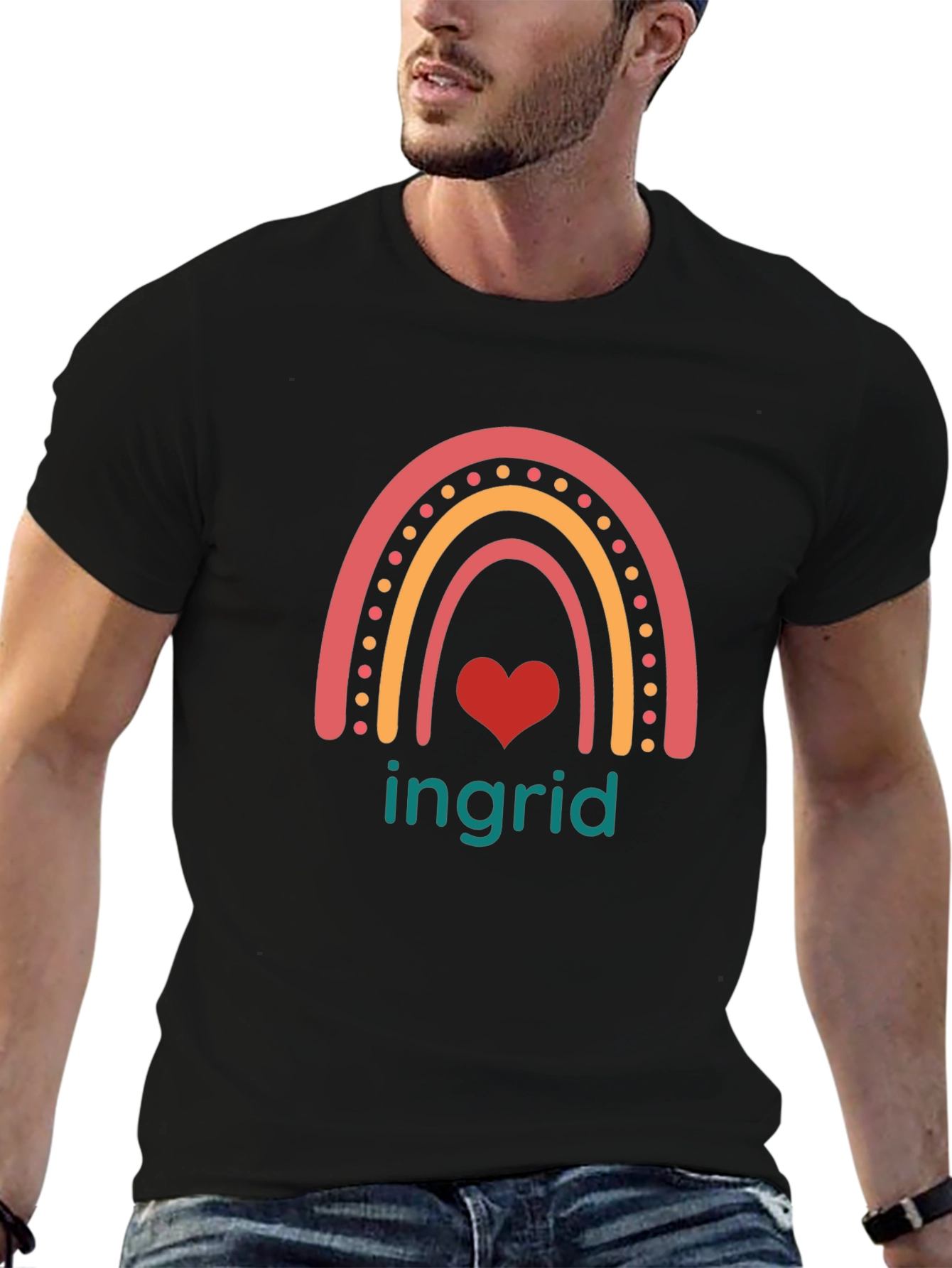 Rainbow Ingrid Heart Tee - Cute Graphic T-Shirt