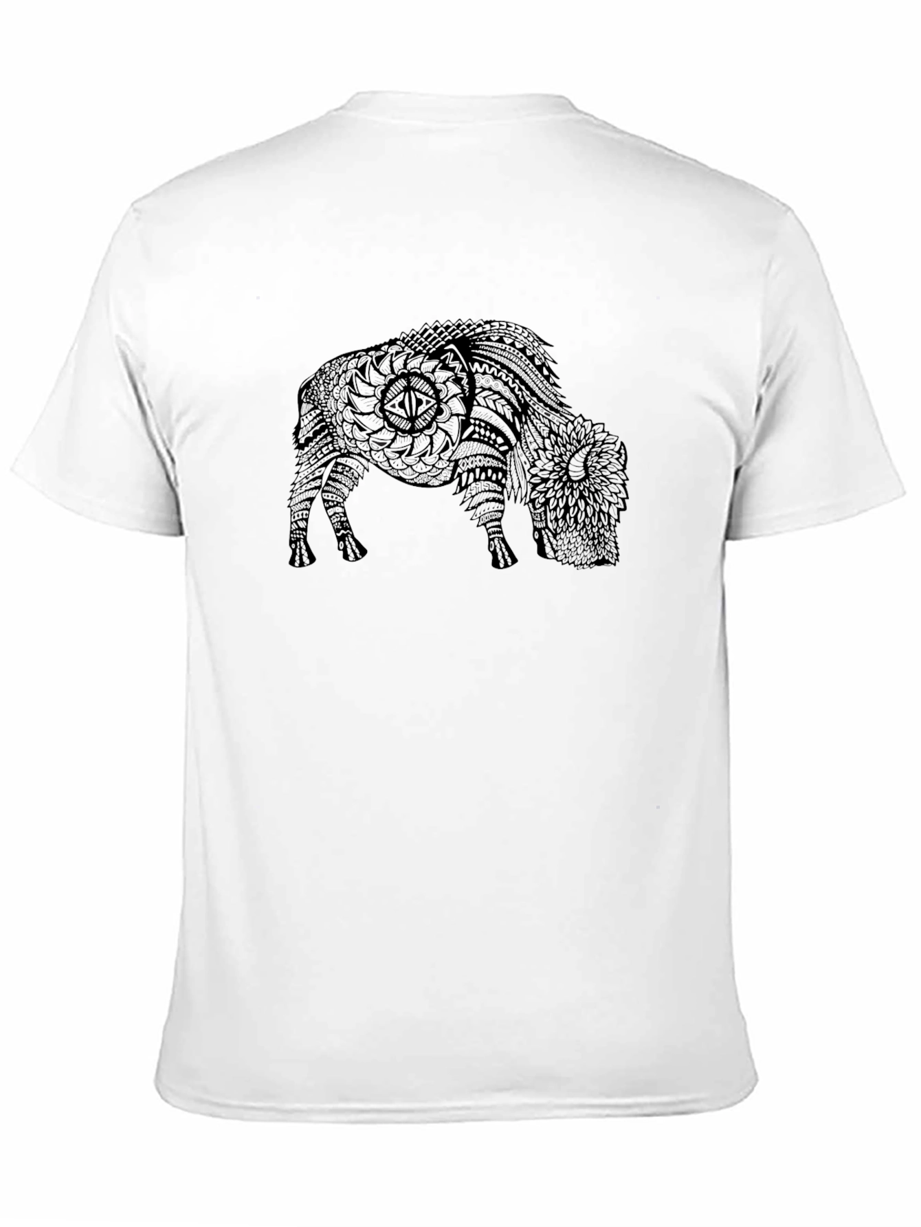 Black T-Shirt with Bison Graphic Print