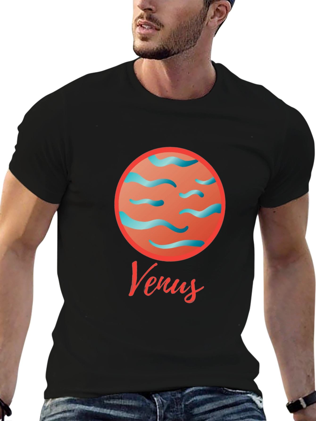 Venus Planet T-Shirt - Black Cotton Graphic Tee