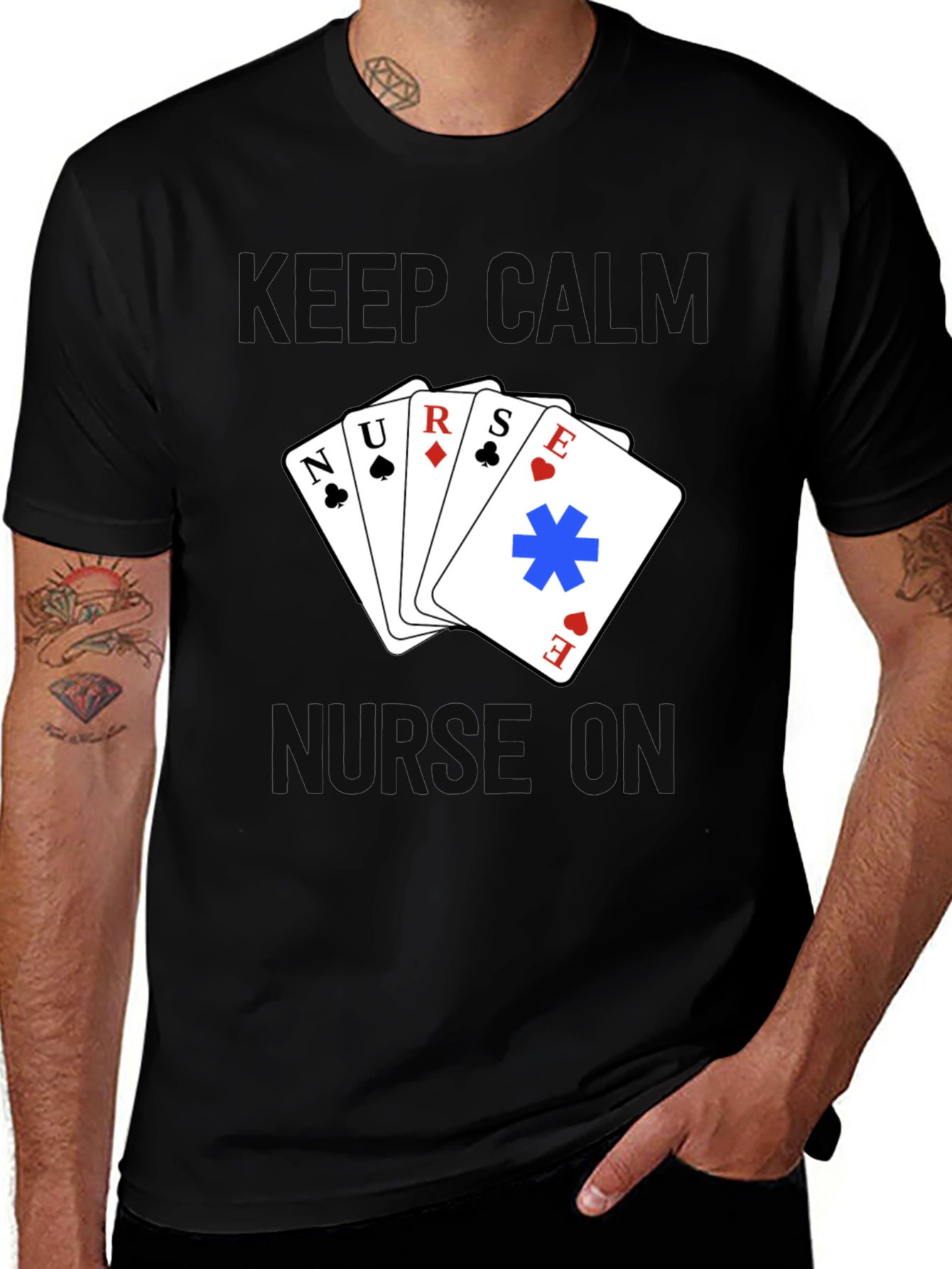 Keep Calm Nurse On T-Shirt - Black
