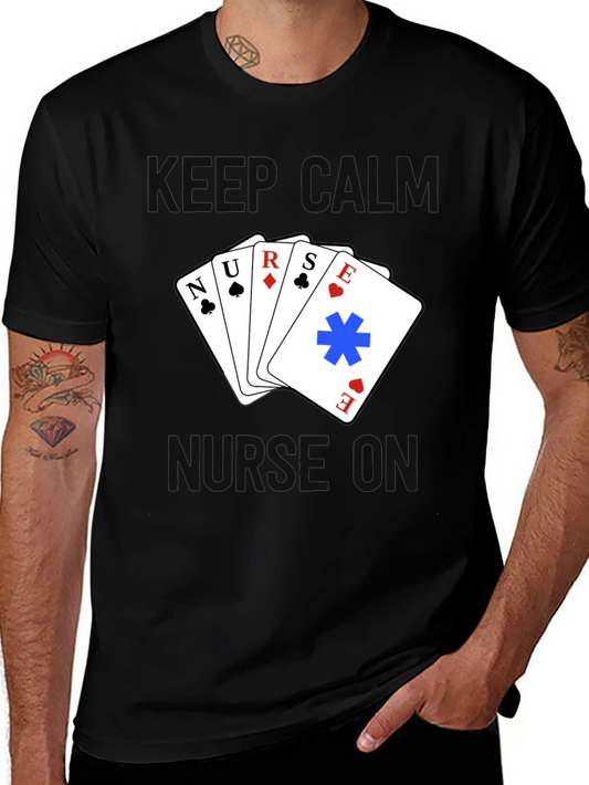 Keep Calm Nurse On T-Shirt - Black