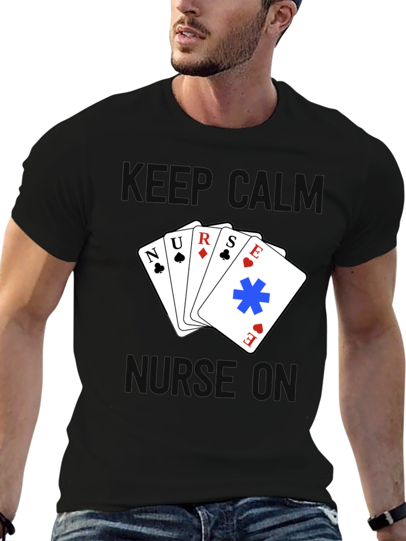 Keep Calm Nurse On T-Shirt - Black