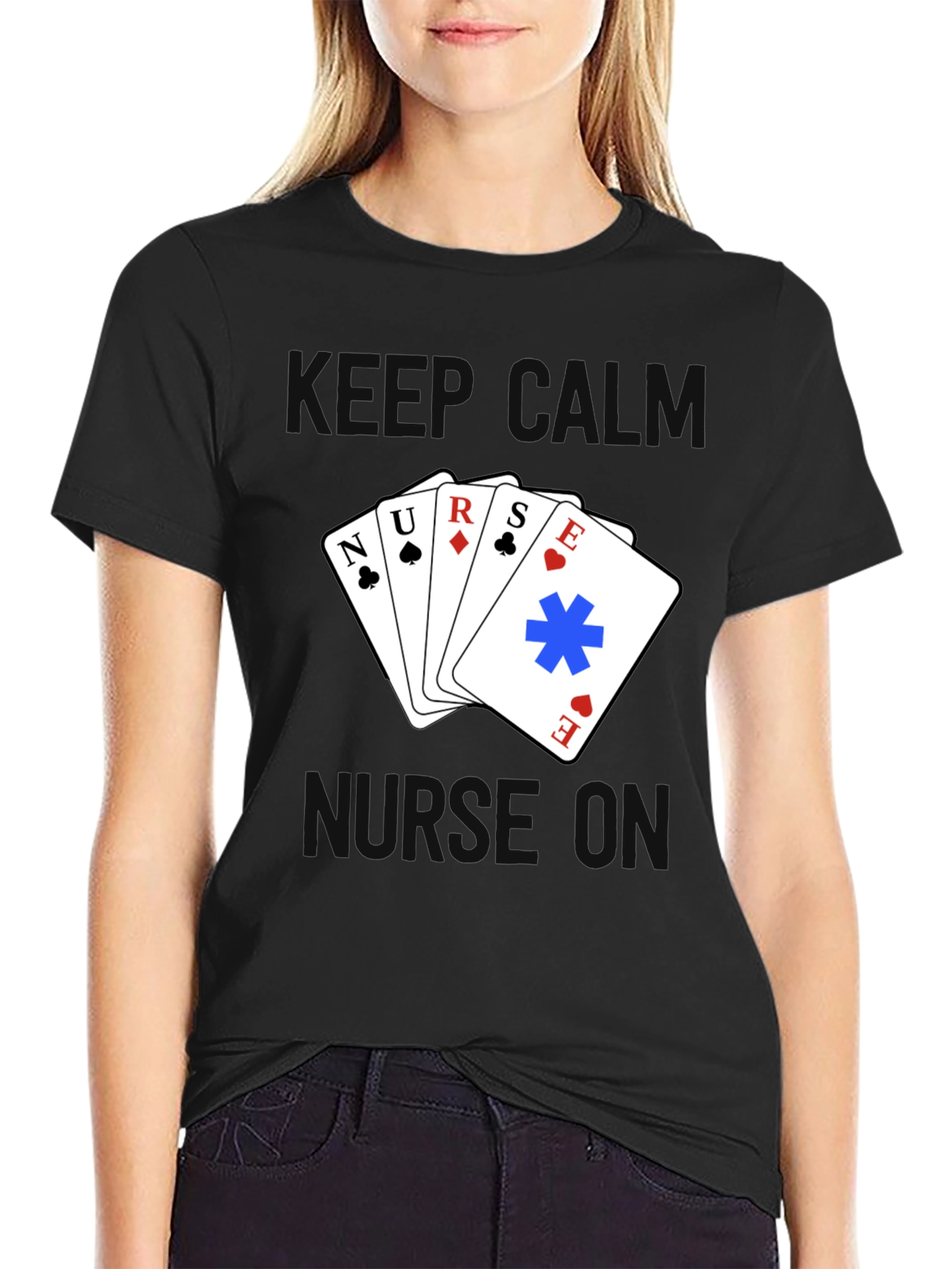 Keep Calm Nurse On T-Shirt - Black