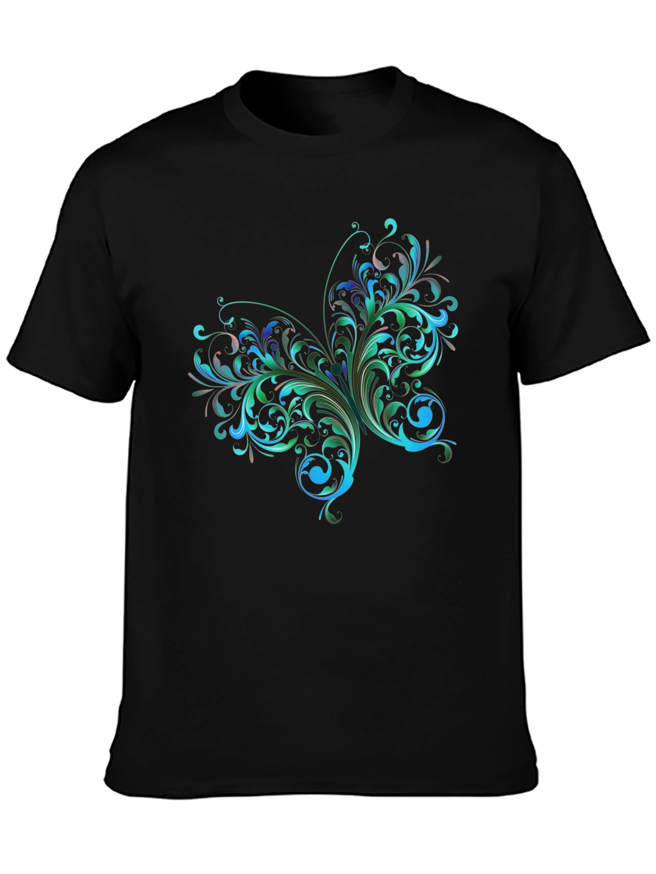 Stylish Black T-Shirt with Floral Butterfly Design