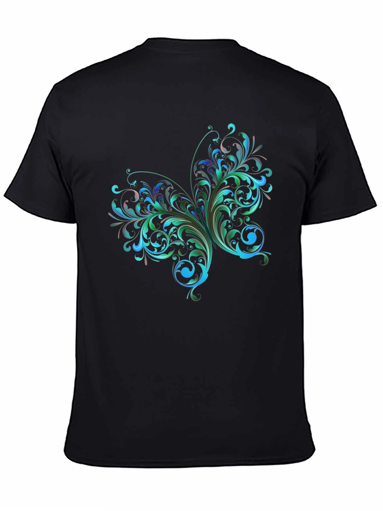 Stylish Black T-Shirt with Floral Butterfly Design