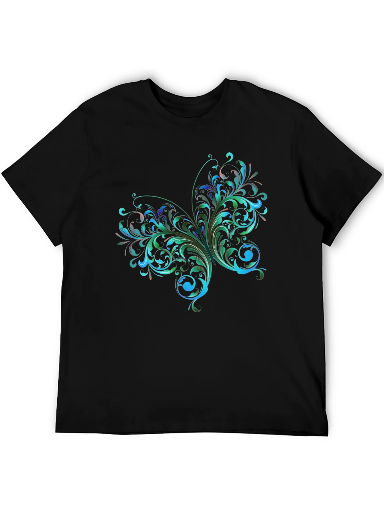 Stylish Black T-Shirt with Floral Butterfly Design
