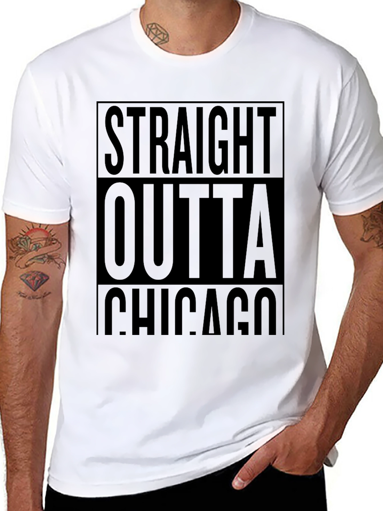 Straight Outta Chicago Black Graphic Tee