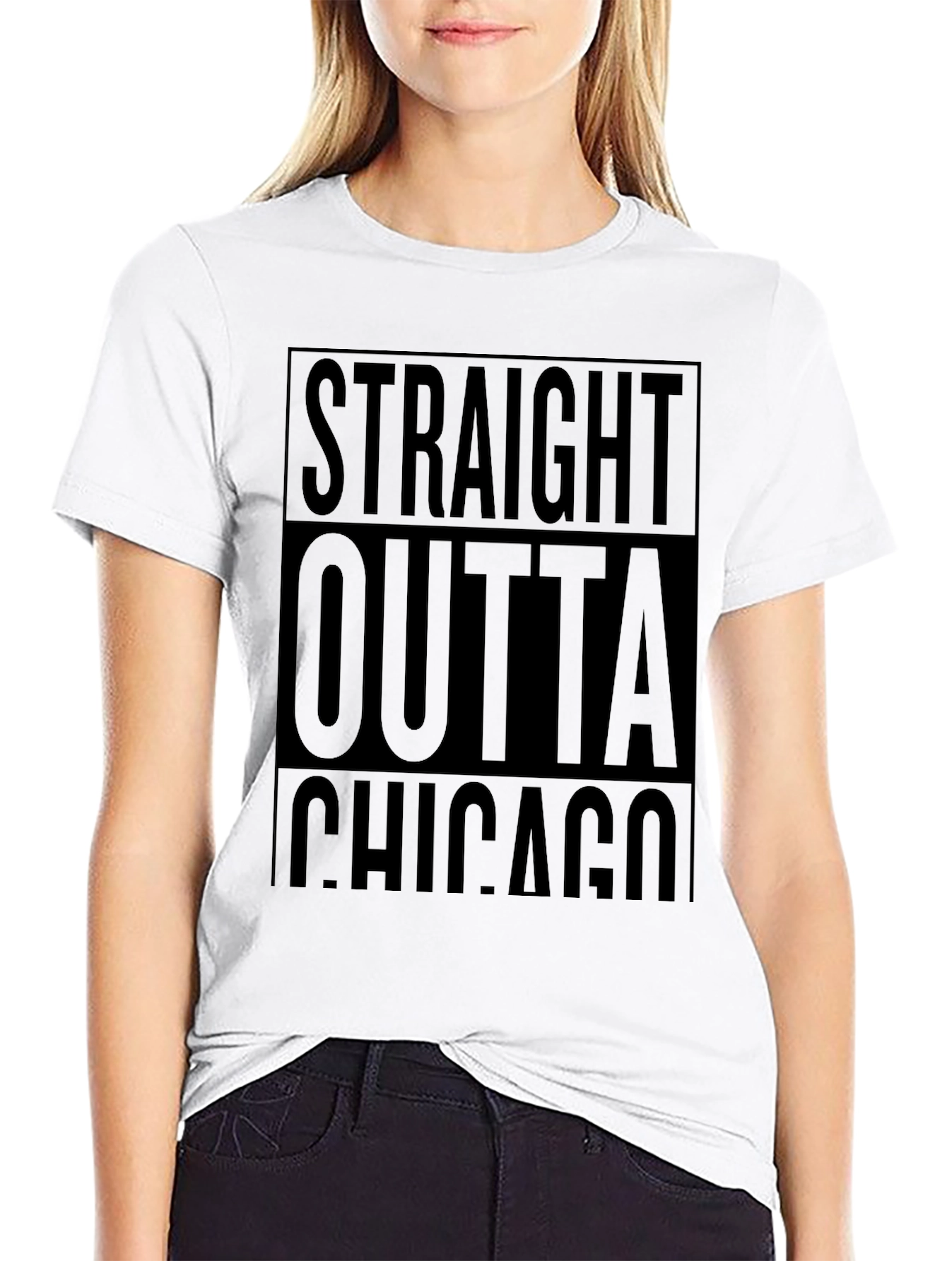 Straight Outta Chicago Black Graphic Tee
