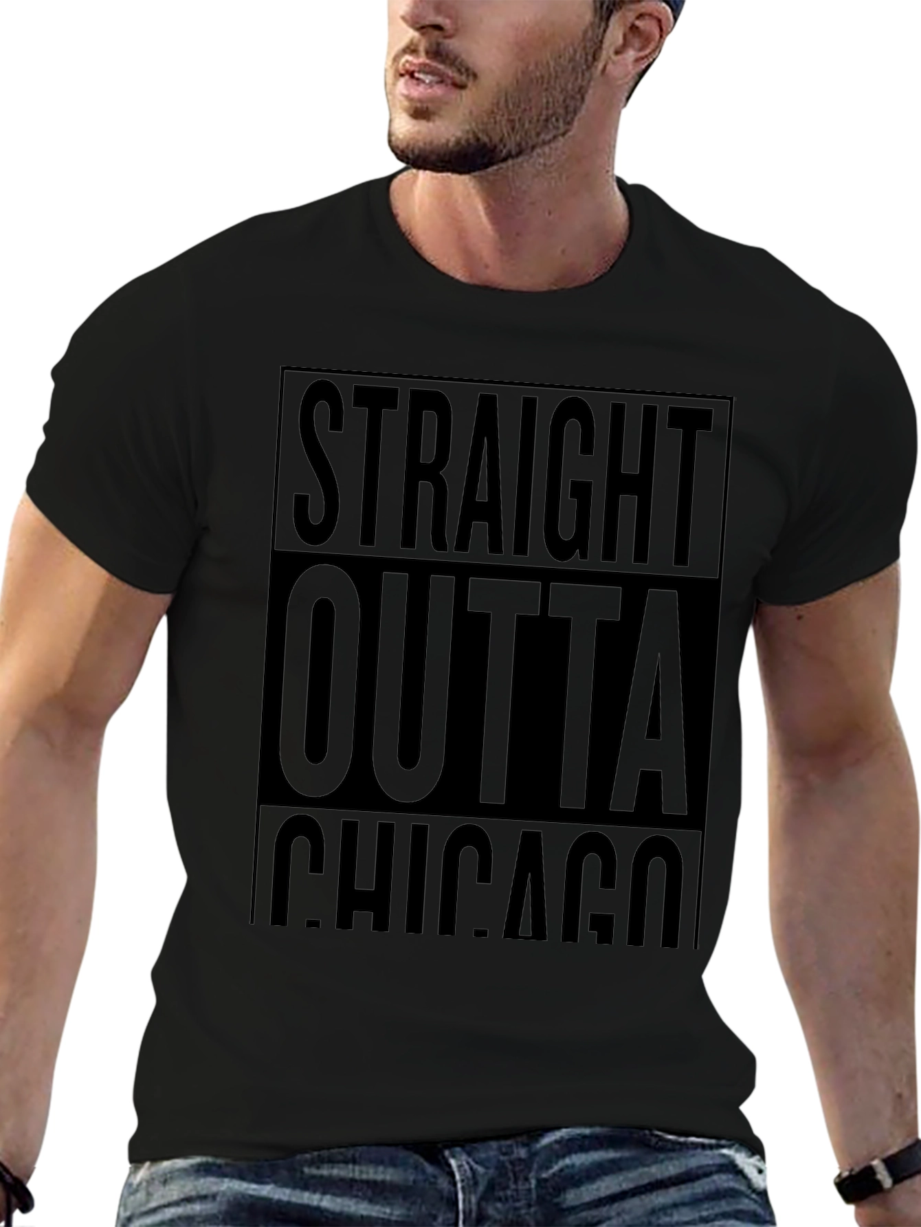 Straight Outta Chicago Black Graphic Tee