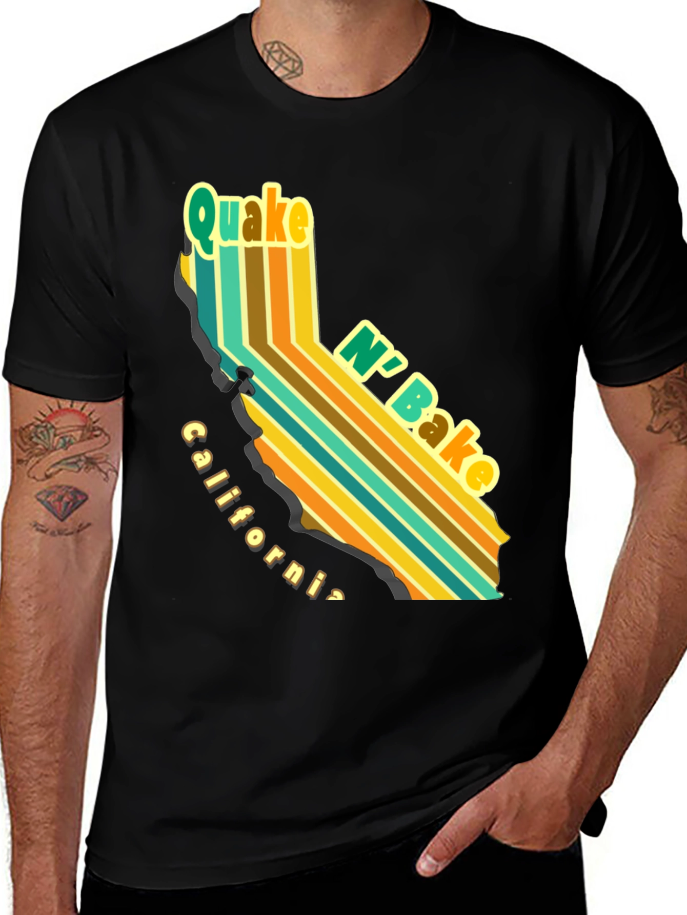 Quake N Bake California T-Shirt - Retro Style