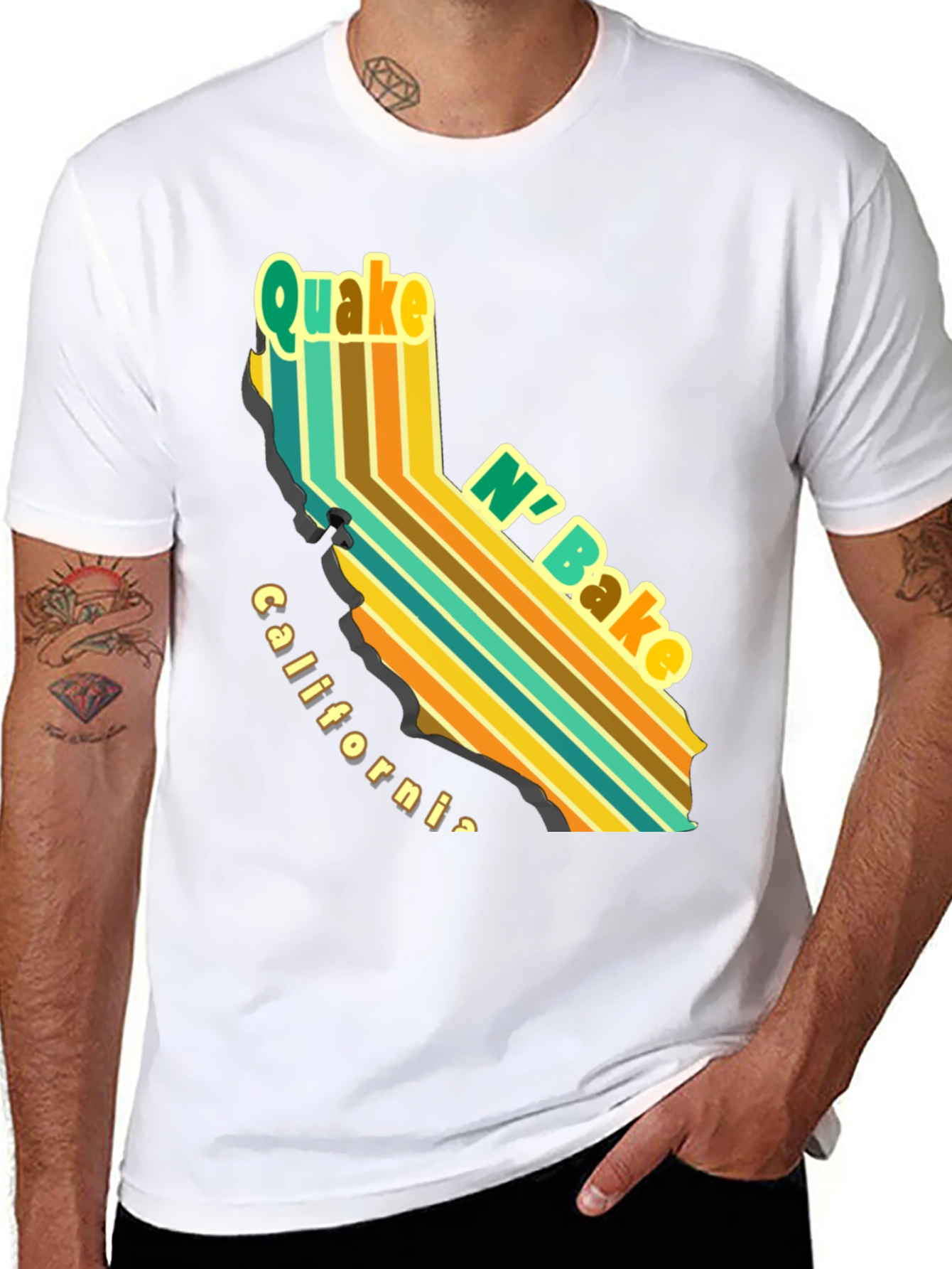 Quake N Bake California T-Shirt - Retro Style