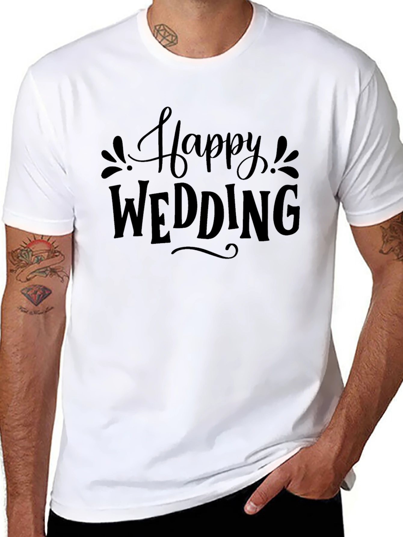 Happy Wedding T-Shirt - Elegant Celebration Design