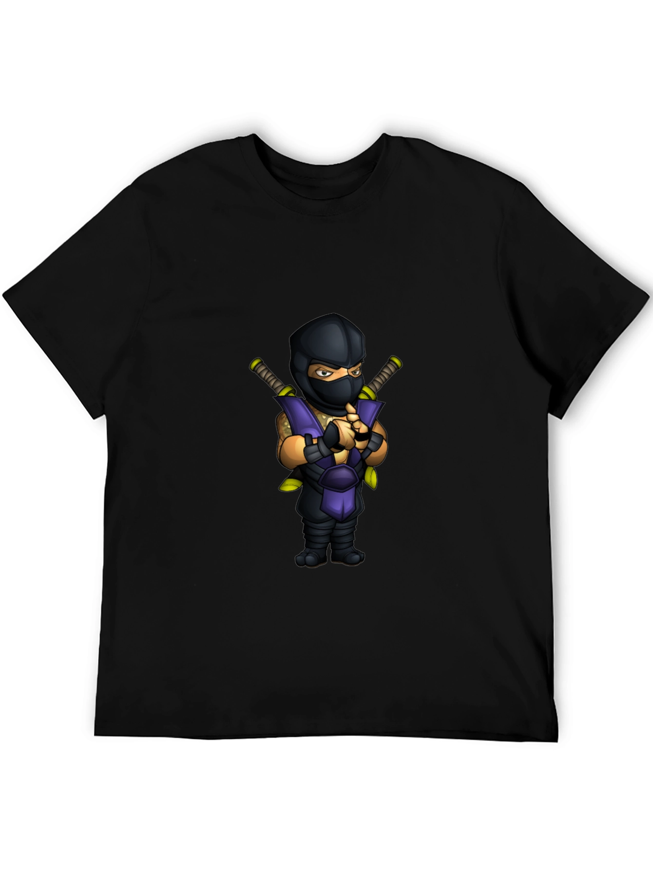 Ninja Cartoon Graphic Black T-Shirt