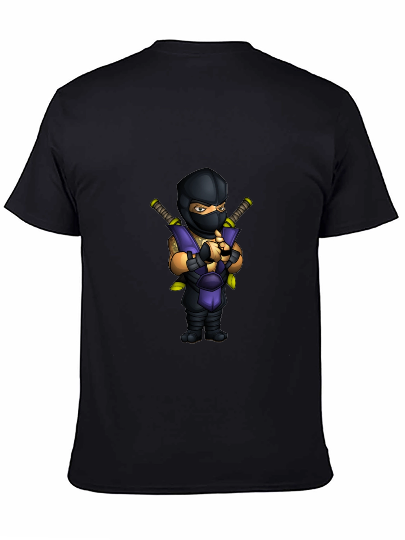 Ninja Cartoon Graphic Black T-Shirt