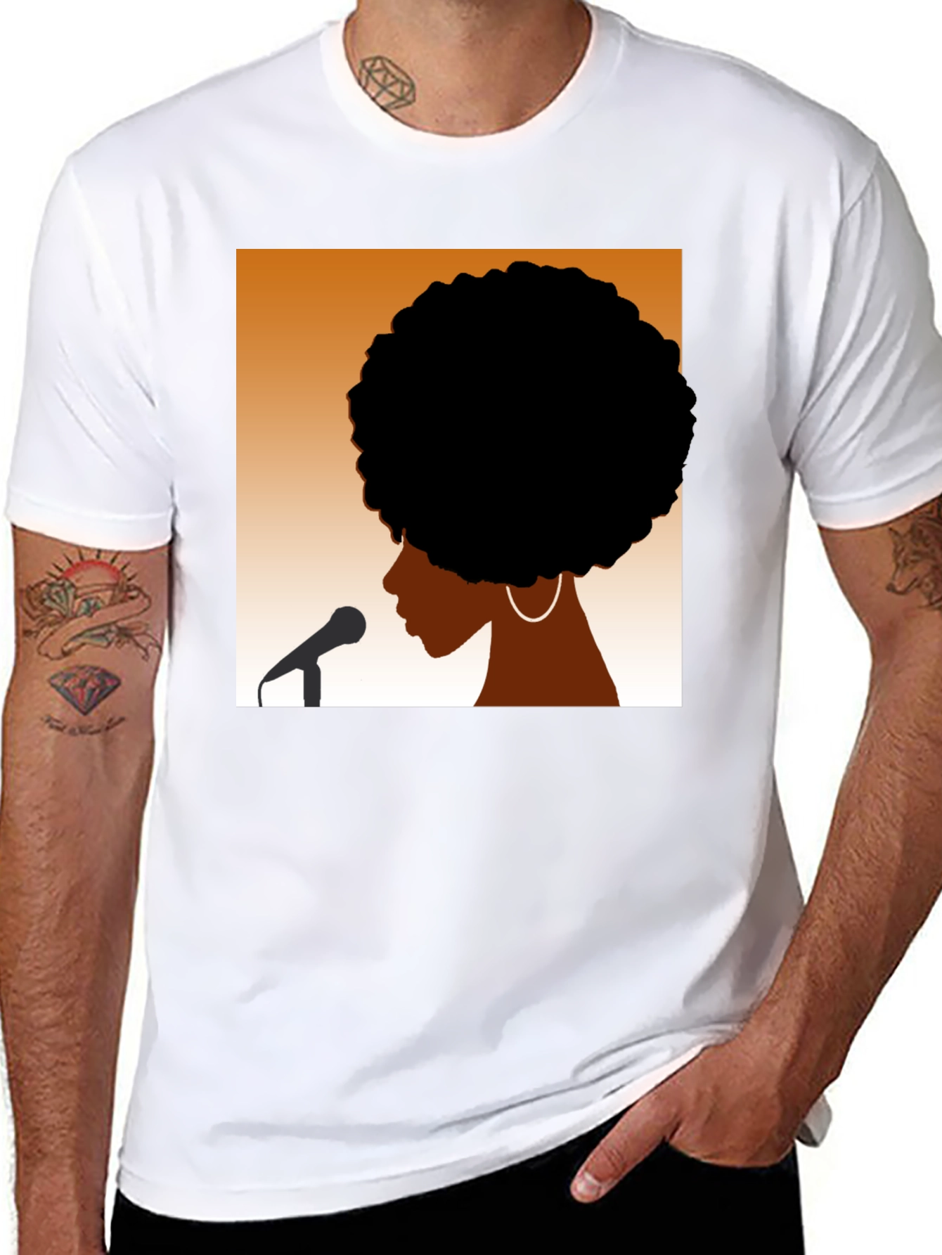 Afro Silhouette Graphic Black T-Shirt