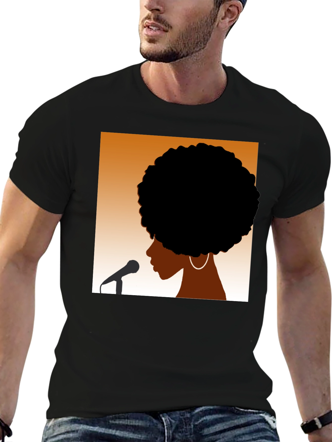Afro Silhouette Graphic Black T-Shirt
