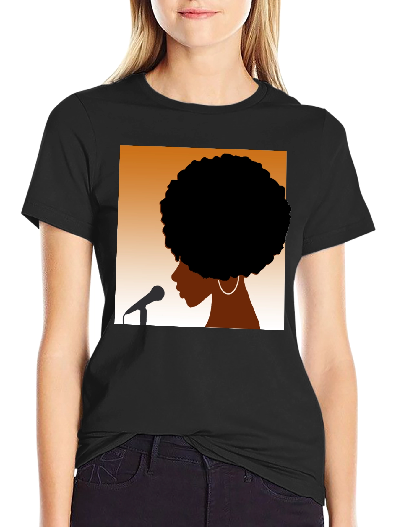 Afro Silhouette Graphic Black T-Shirt