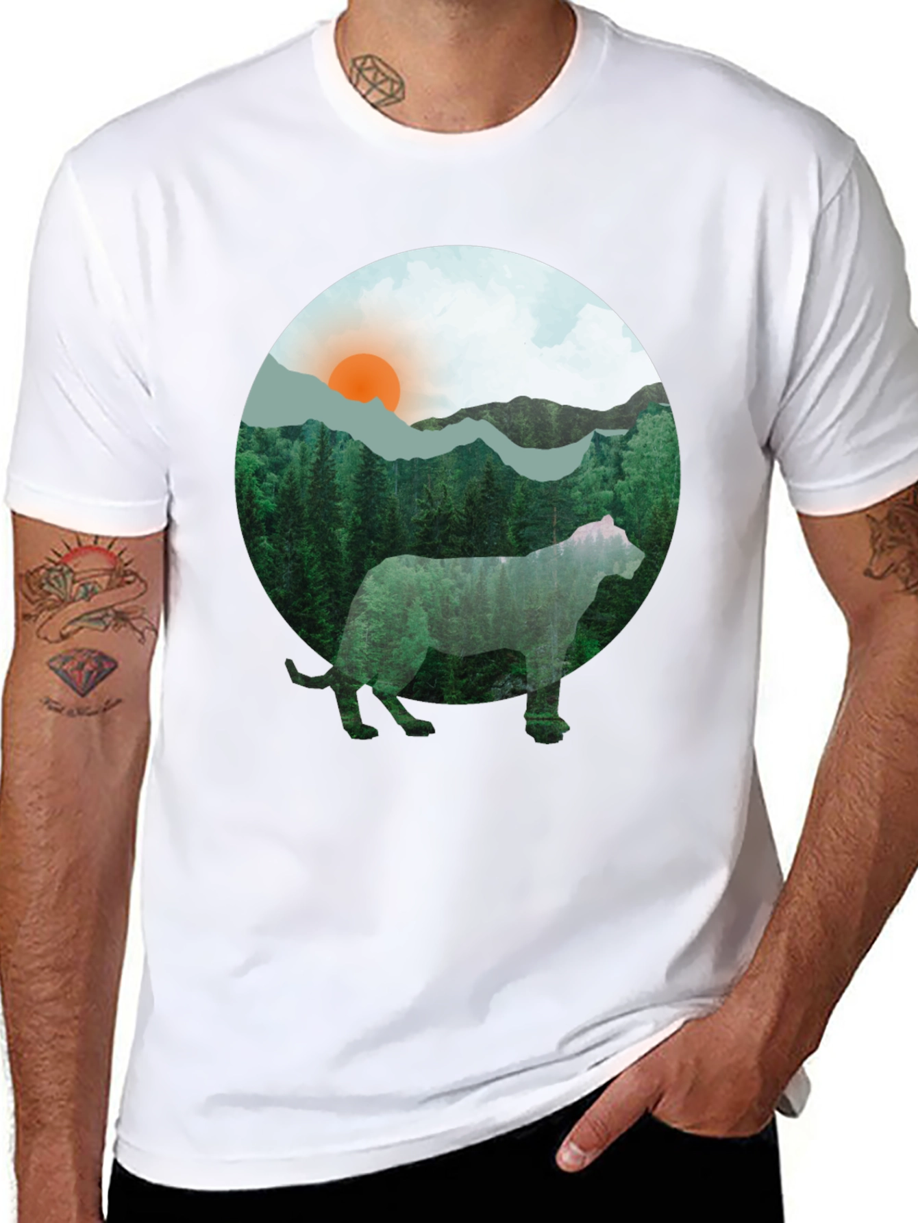Nature Cat Graphic Tee - Black