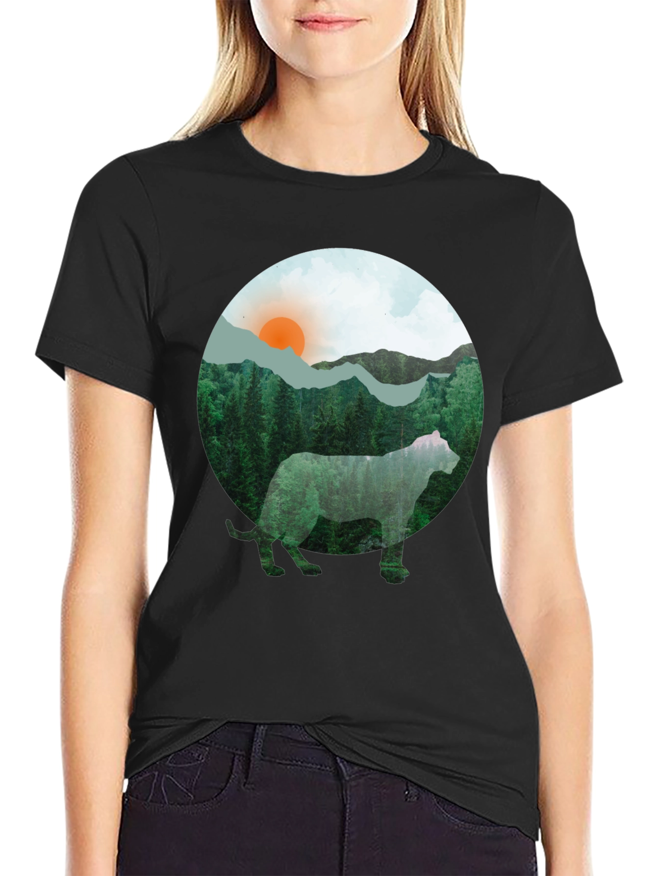 Nature Cat Graphic Tee - Black
