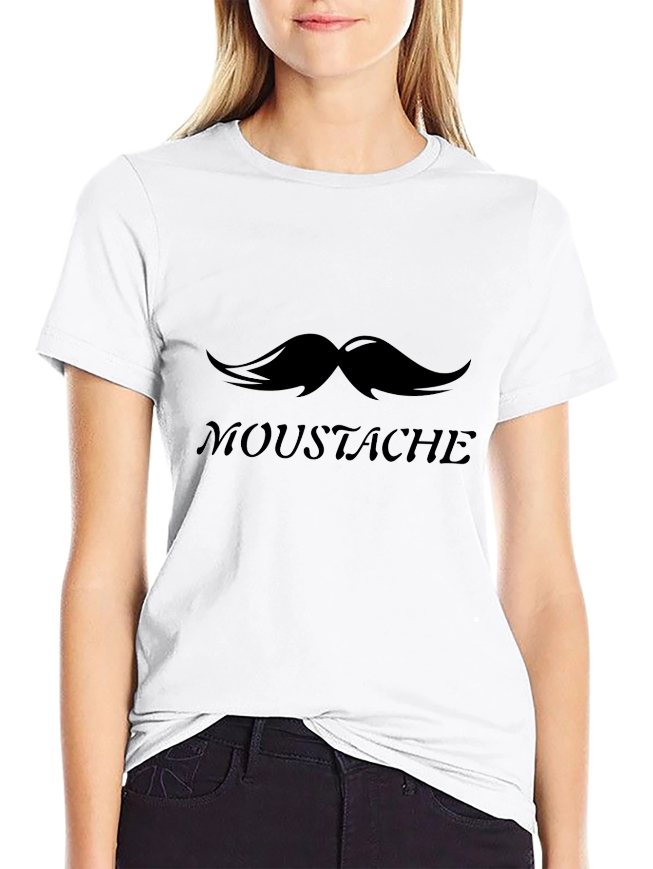 Moustache Graphic Black Tee - Classic Funny Design
