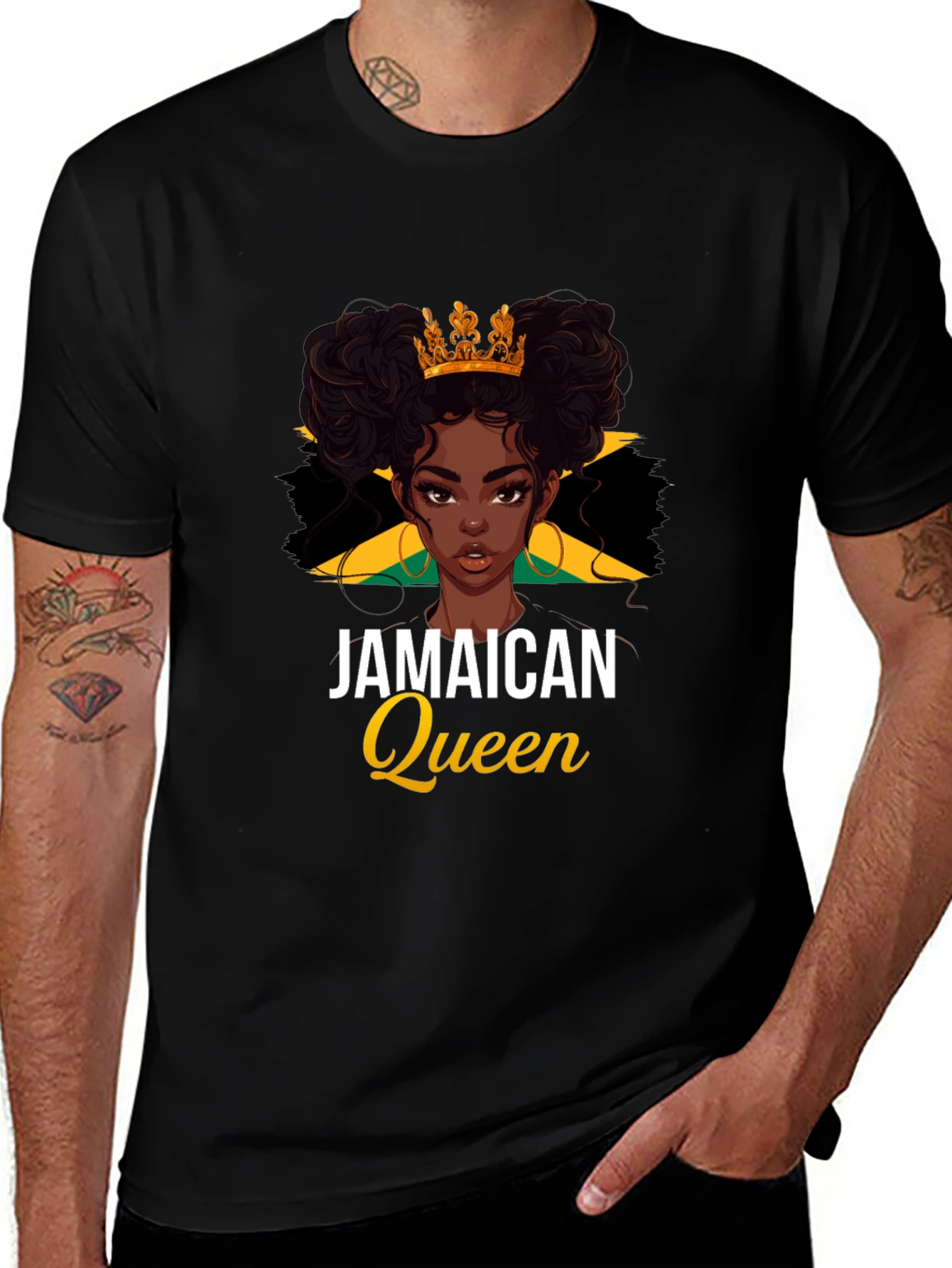 Jamaican Queen Black T-Shirt - Womens Pride