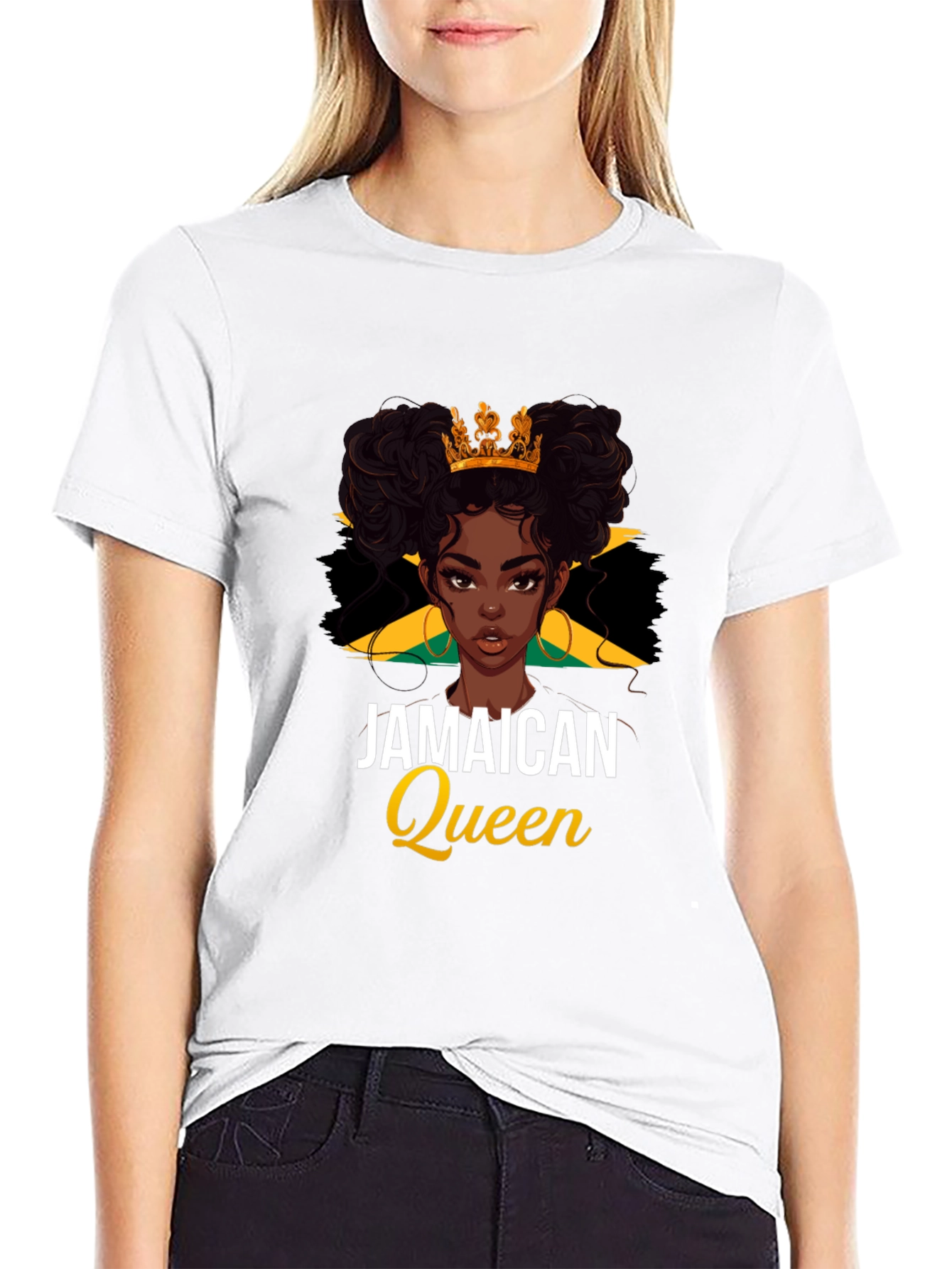 Jamaican Queen Black T-Shirt - Womens Pride