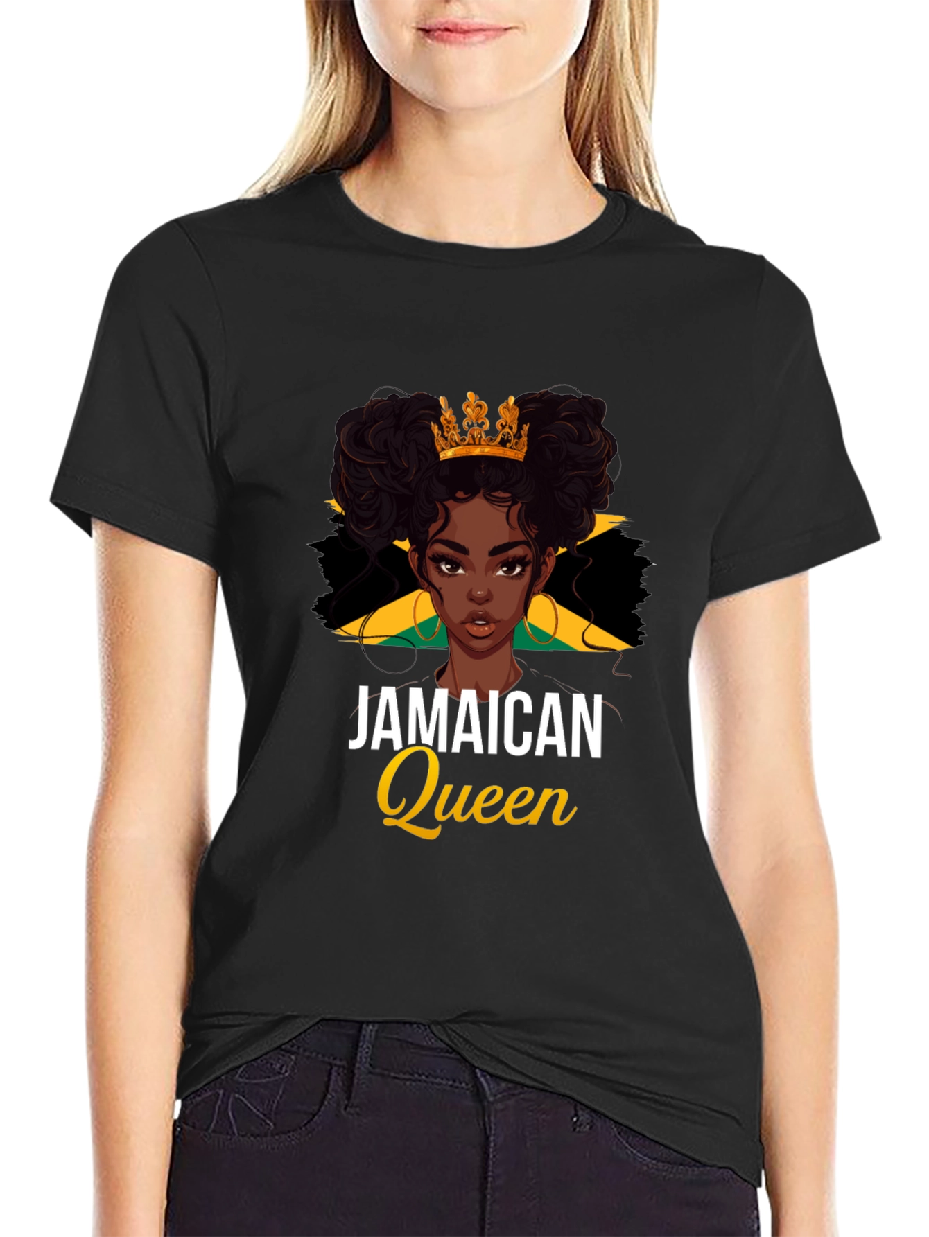 Jamaican Queen Black T-Shirt - Womens Pride