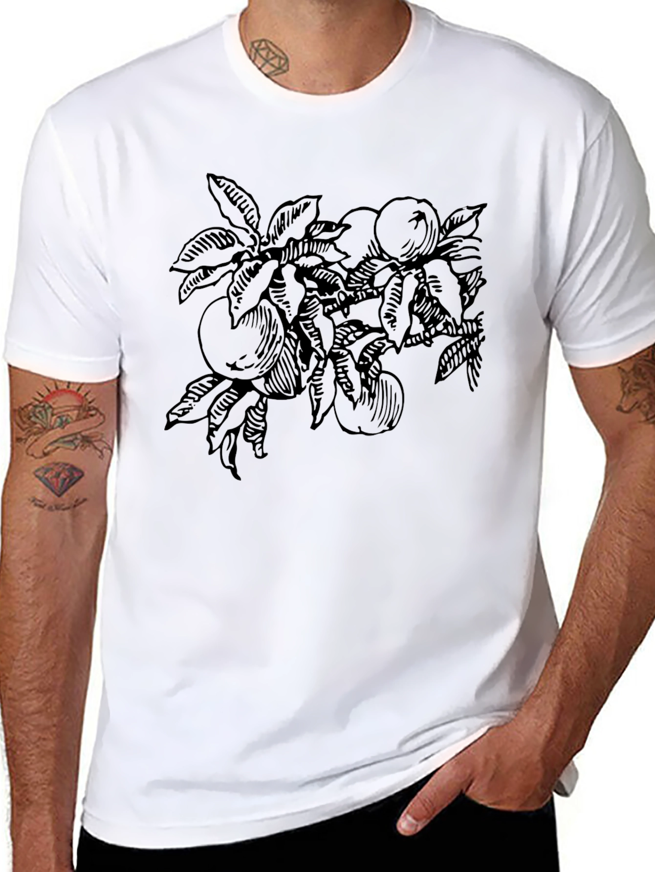 Fruit Tree Graphic Tee - Stylish Black T-Shirt