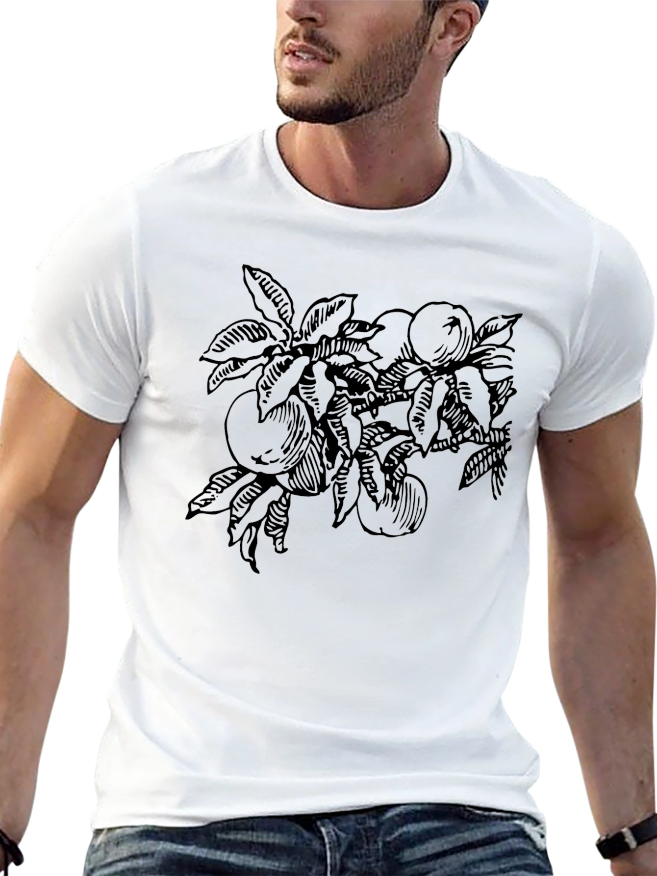Fruit Tree Graphic Tee - Stylish Black T-Shirt