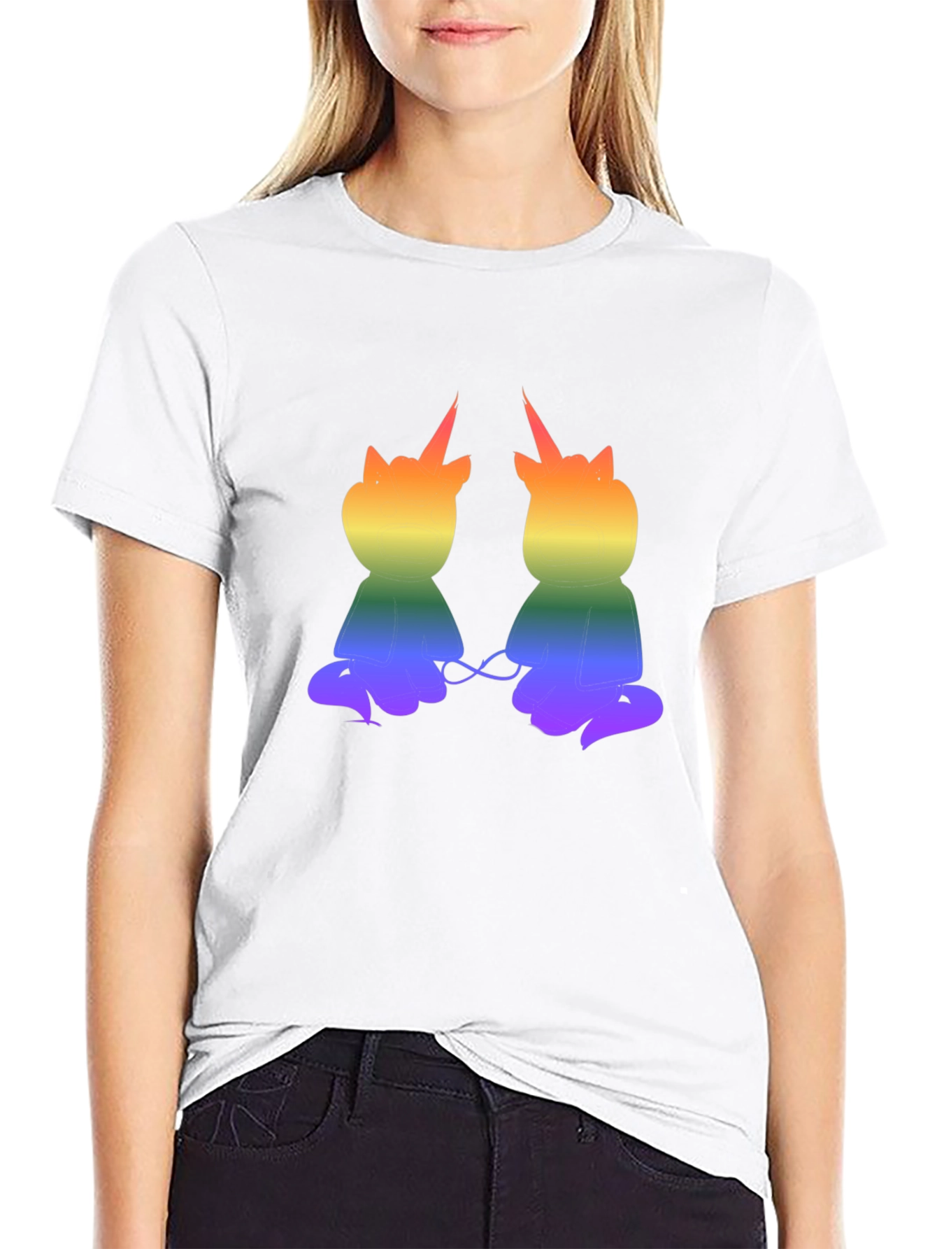 Rainbow Unicorn Cat Graphic T-Shirt