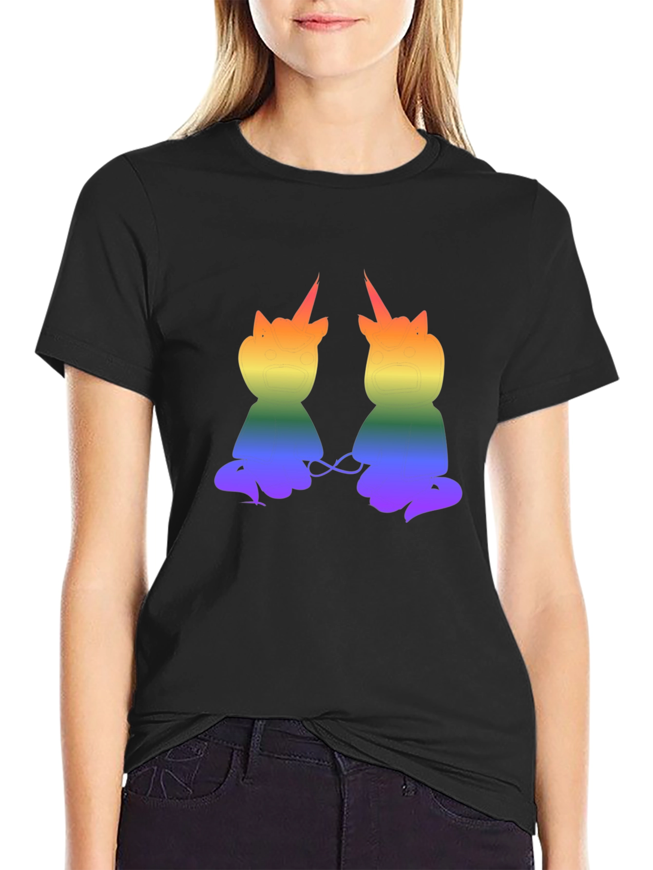 Rainbow Unicorn Cat Graphic T-Shirt