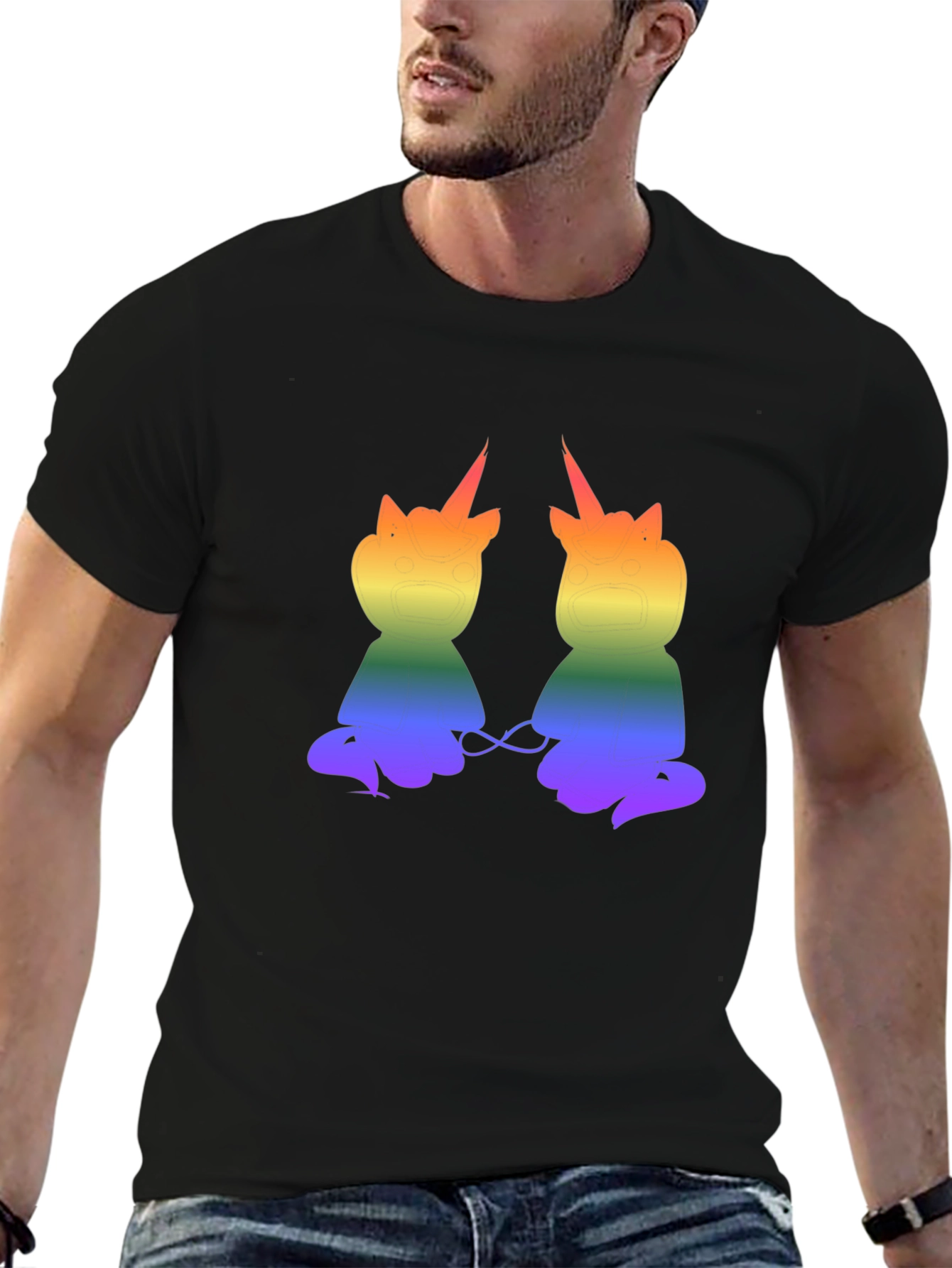 Rainbow Unicorn Cat Graphic T-Shirt
