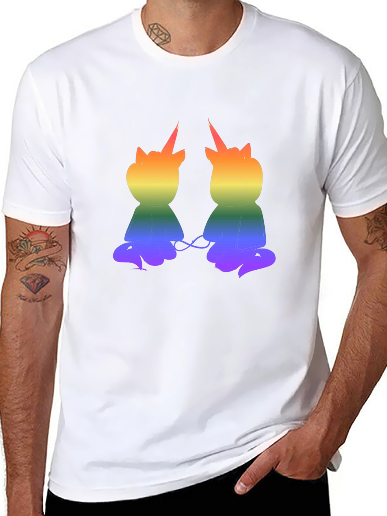 Rainbow Unicorn Cat Graphic T-Shirt