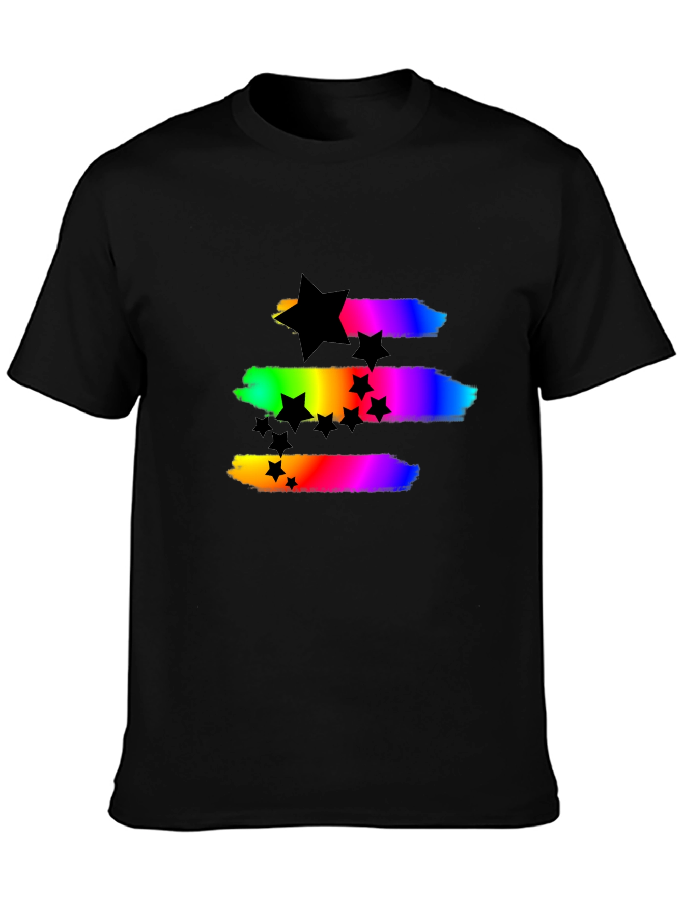 Rainbow Stars Black T-Shirt