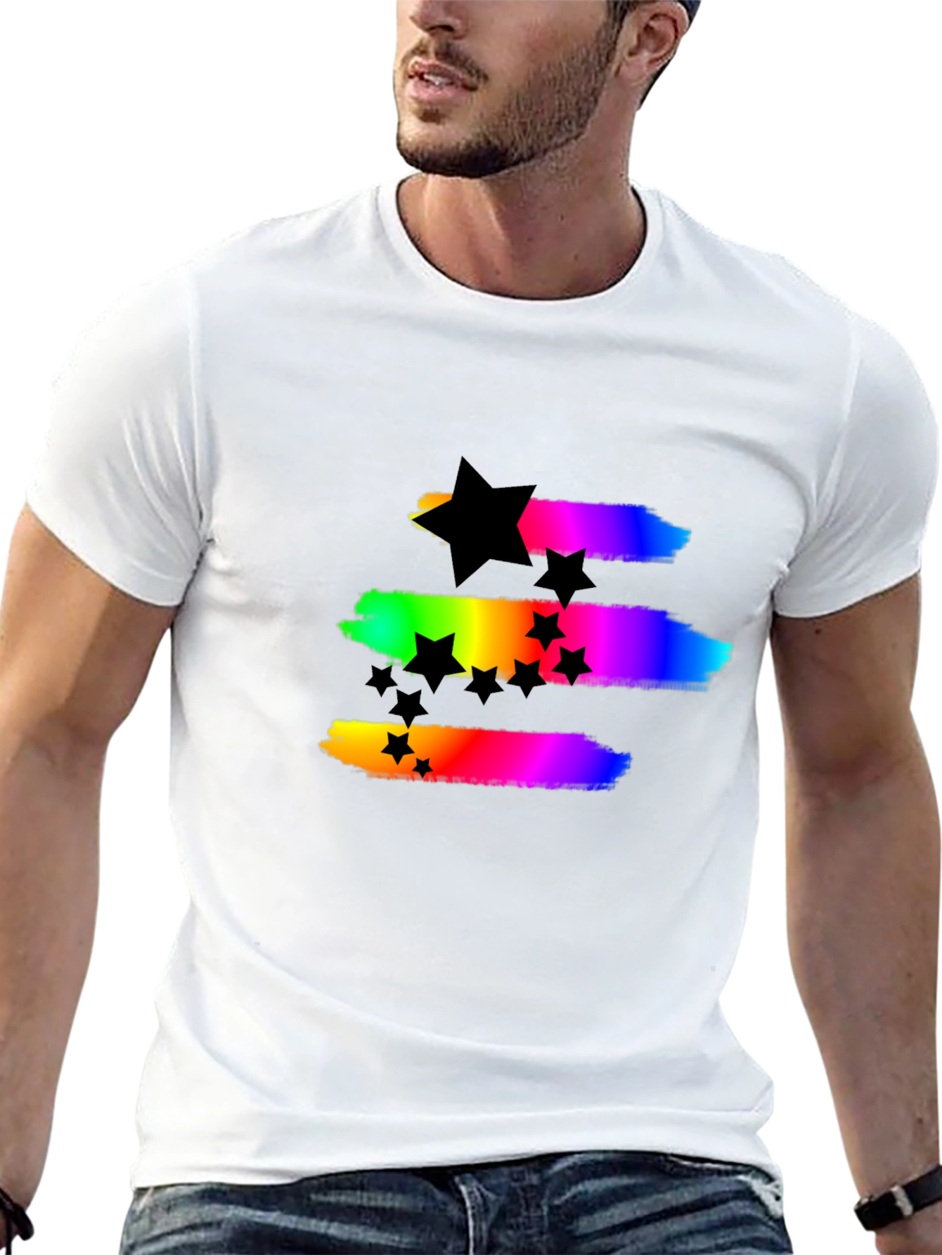 Rainbow Stars Black T-Shirt