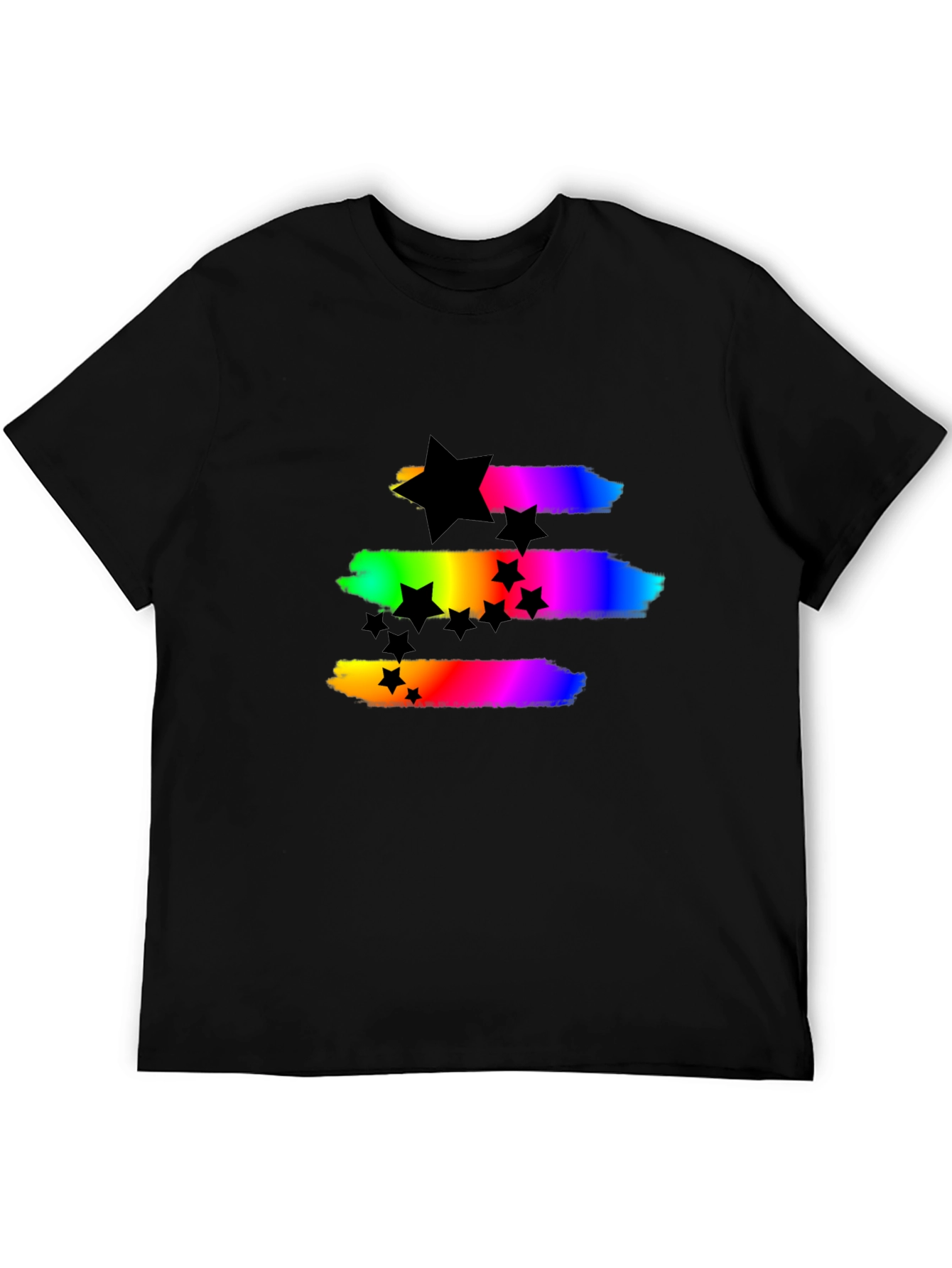 Rainbow Stars Black T-Shirt